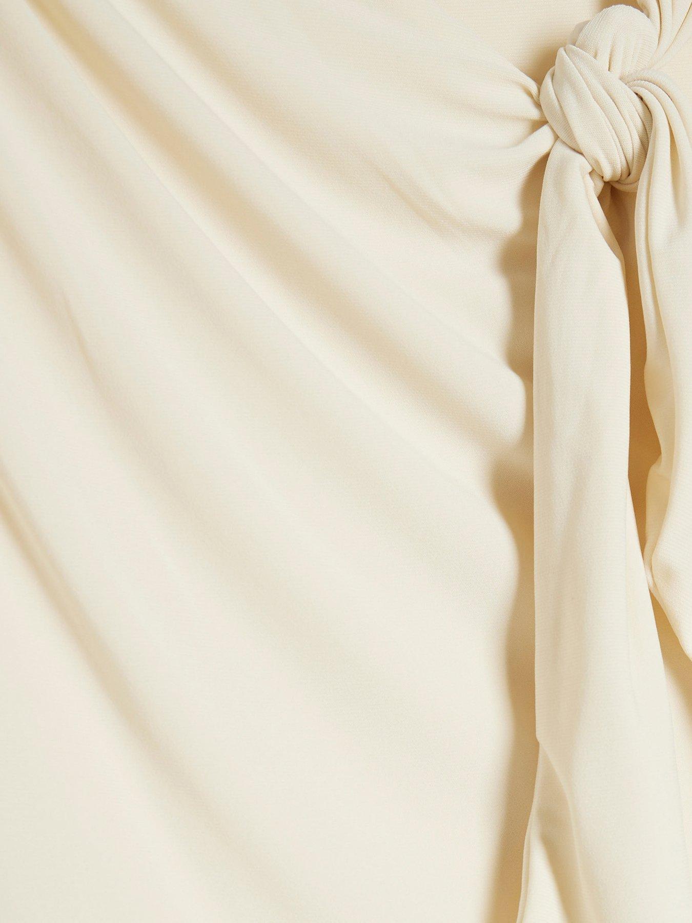 Image 5 of 6 of River Island Knot Detail Drape Top - Cream