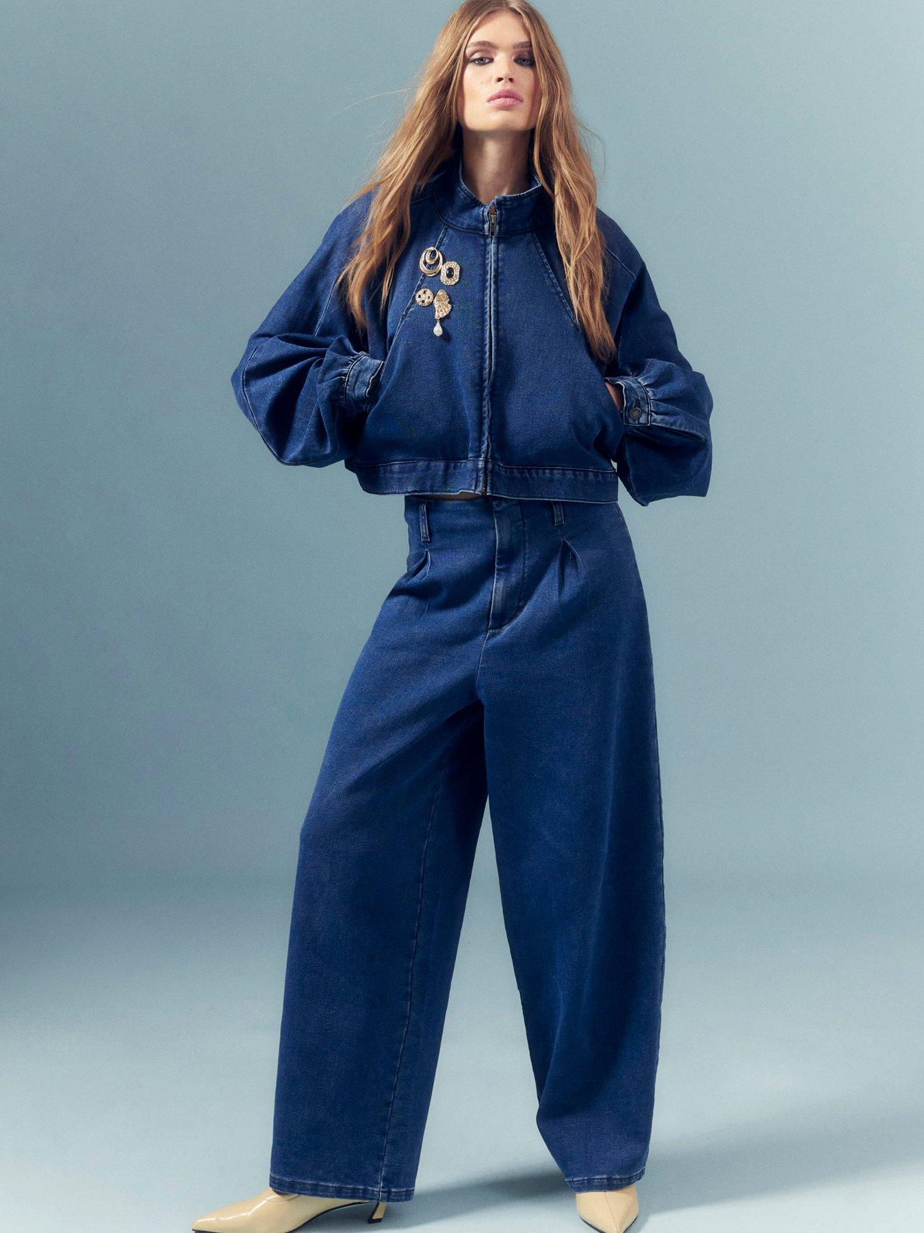 undefined Balloon Wide Leg Jeans - Blue