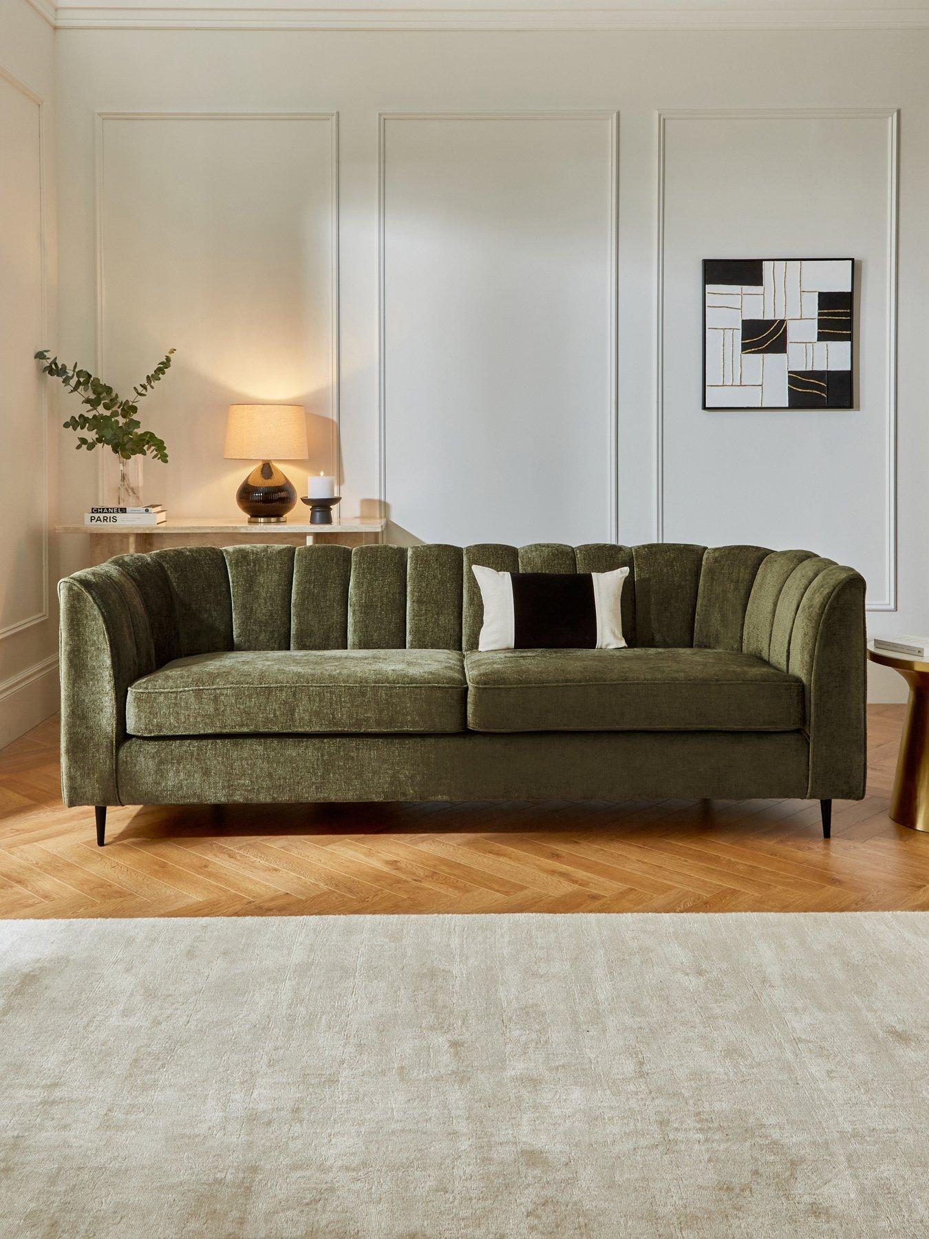 undefined Guild 3 Seater Fabric Sofa - Olive