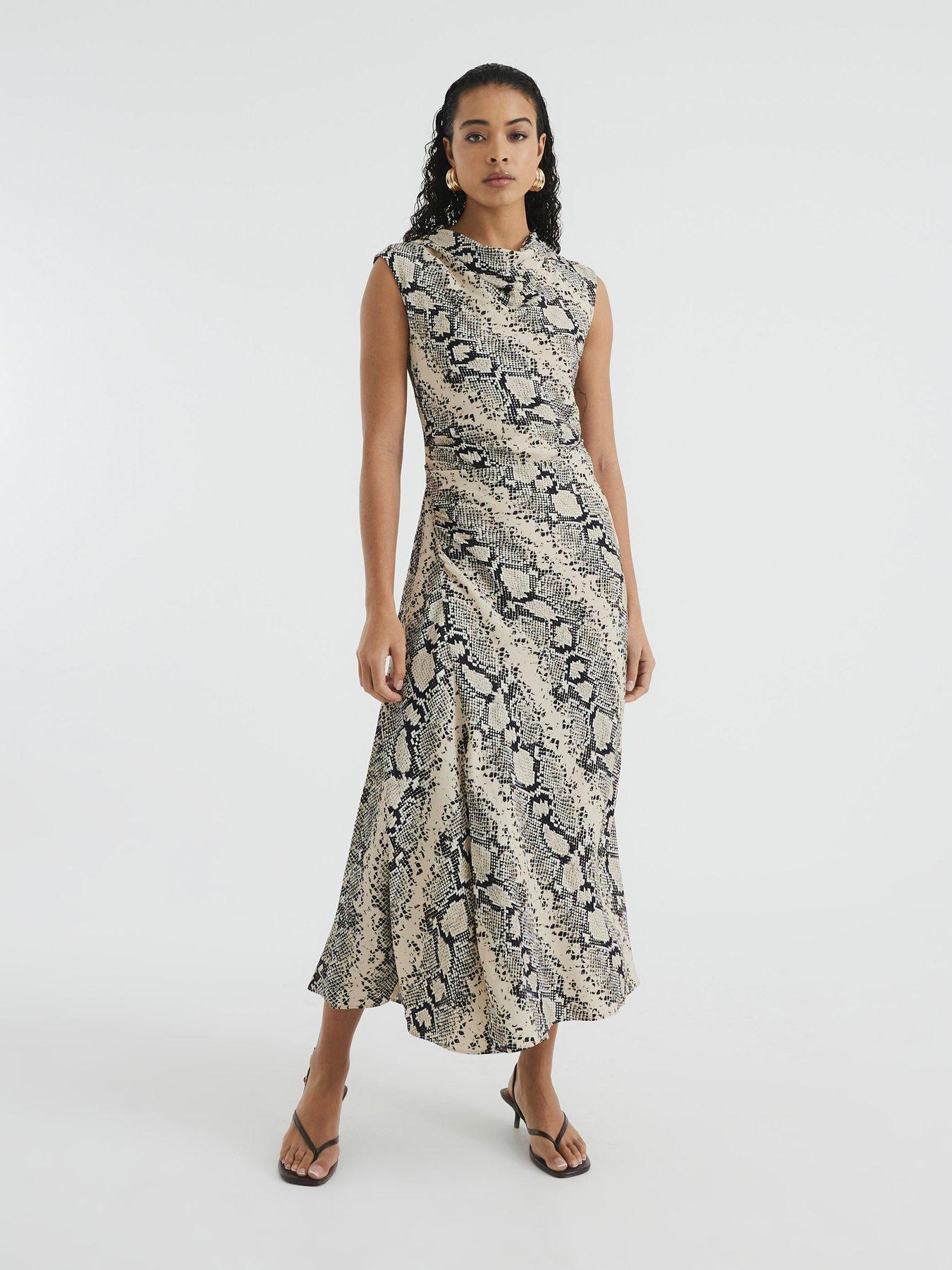 undefined Cowl Neck Midaxi Dress - Cream