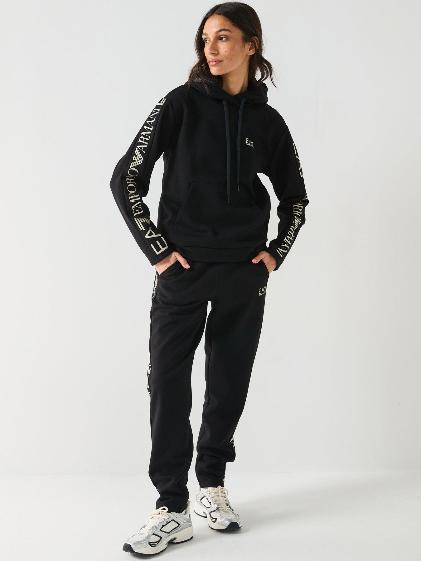 undefined Train Extended Logo Overhead Hoody and Jogger Tracksuit - Black/Gold