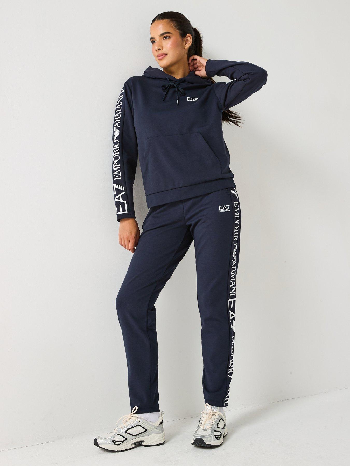 undefined Train Extended Logo Overhead Hoody and Jogger Tracksuit - Navy