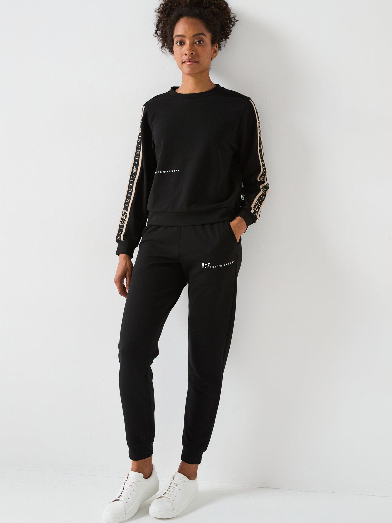 Image 1 of 6 of EA7 Emporio Armani Natural Ventus Sweat Top and Jogger Tracksuit - Black/Gold