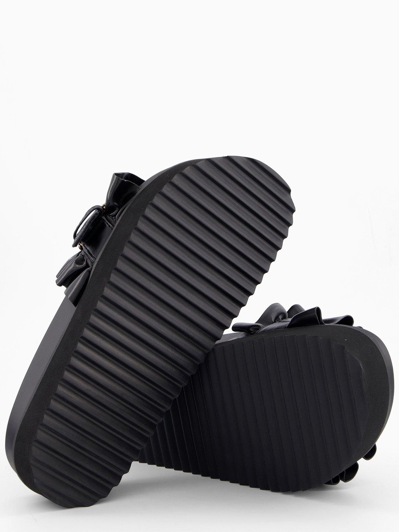 Image 4 of 7 of Versace Jeans Couture Ruffle Buckle Slip On Chunky Sandal - Black