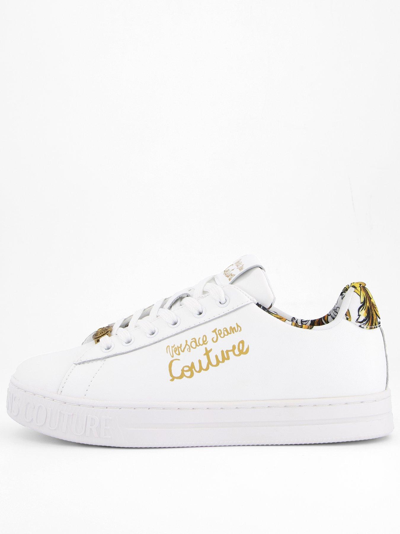 Versace Jeans Couture Baroque Trim Logo Sneakers - White/Gold