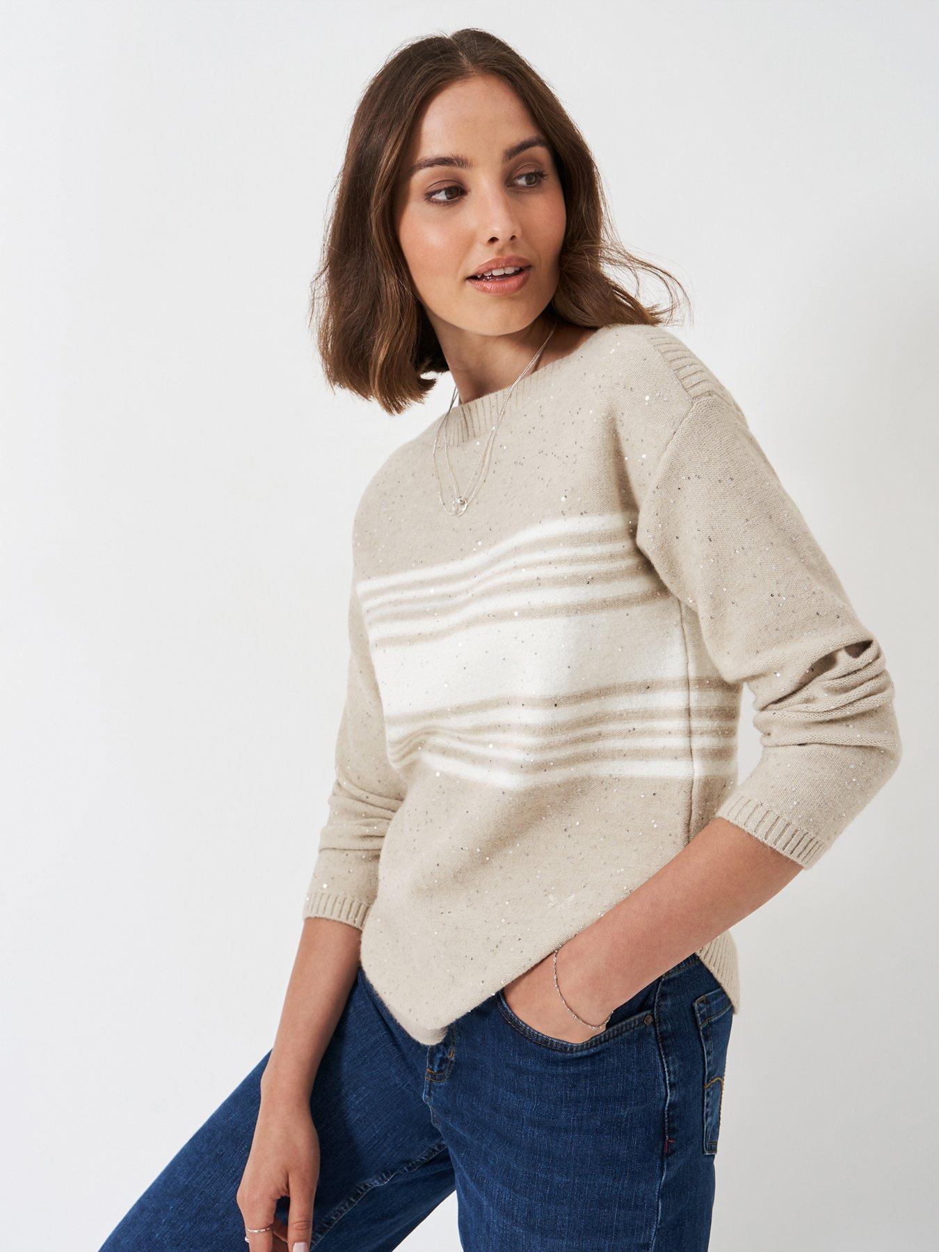 undefined Sequin Jumper With Curved Hem - Beige