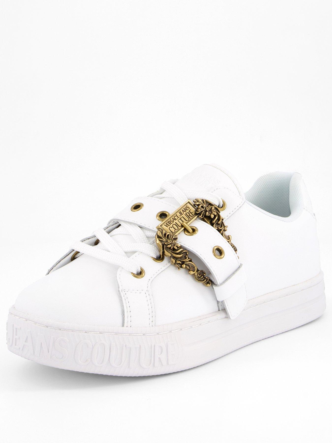 Image 2 of 7 of Versace Jeans Couture Buckle Detail Sneakers - White
