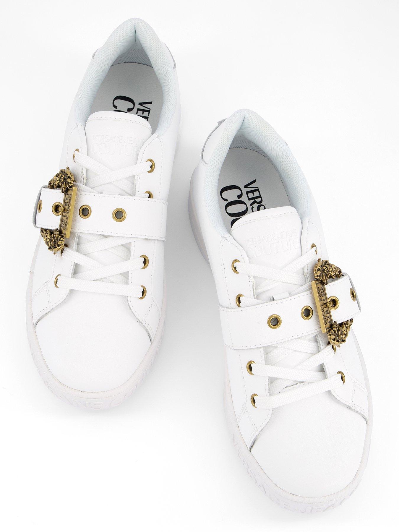 Image 3 of 7 of Versace Jeans Couture Buckle Detail Sneakers - White
