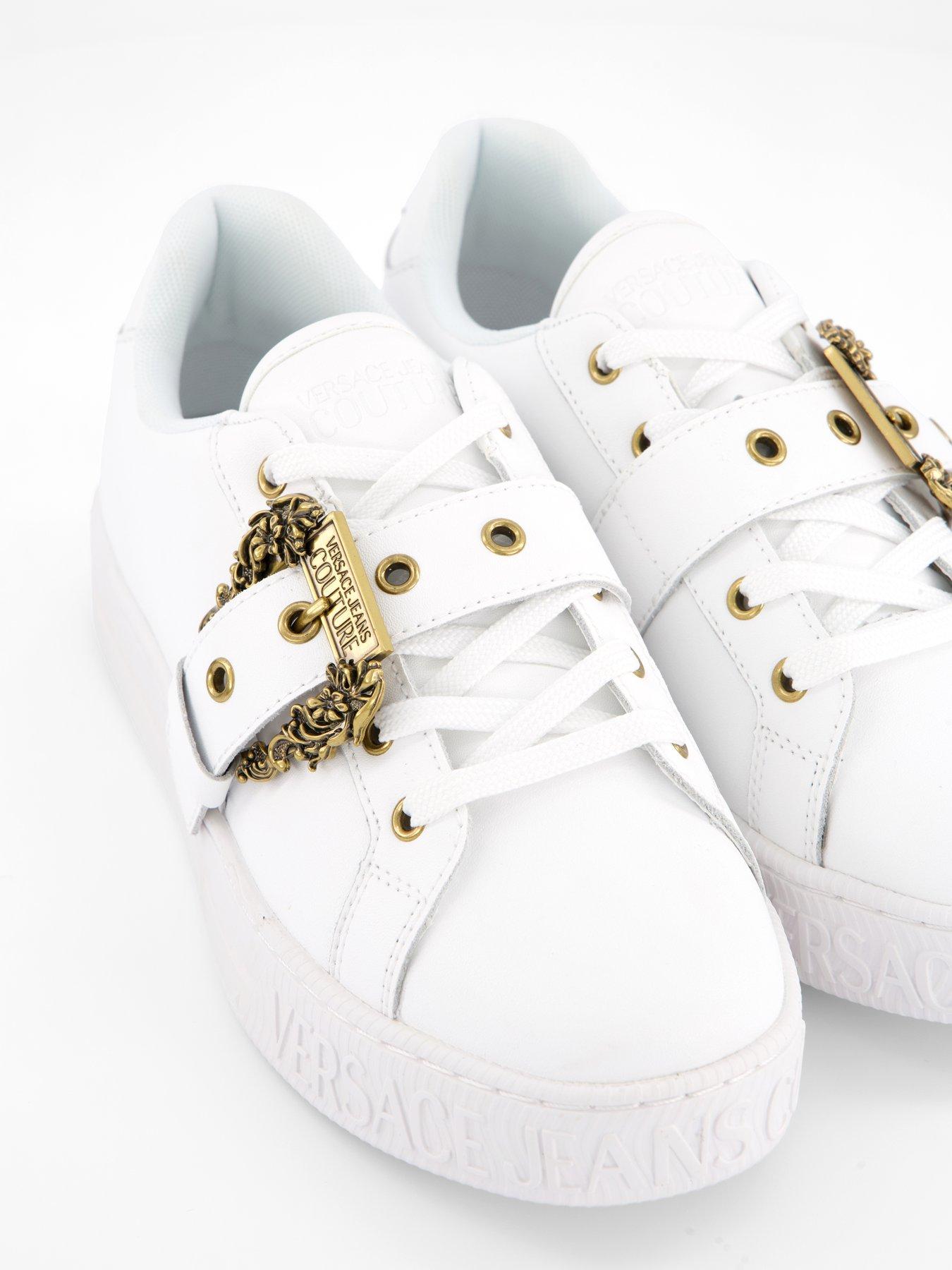 Image 5 of 7 of Versace Jeans Couture Buckle Detail Sneakers - White