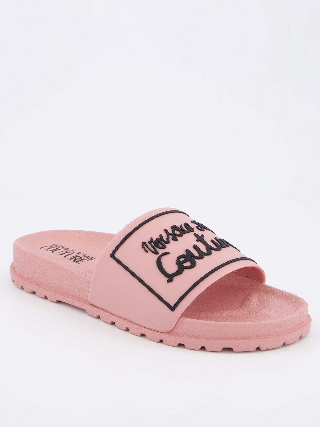 Versace Jeans Couture Script Logo Sliders Pink Very