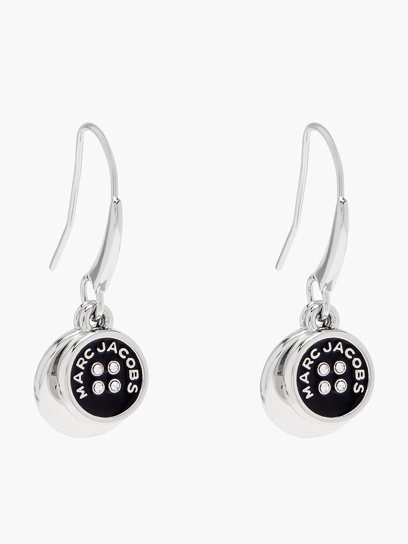 Image 1 of 4 of MARC JACOBS Button Drop Earrings - Silver