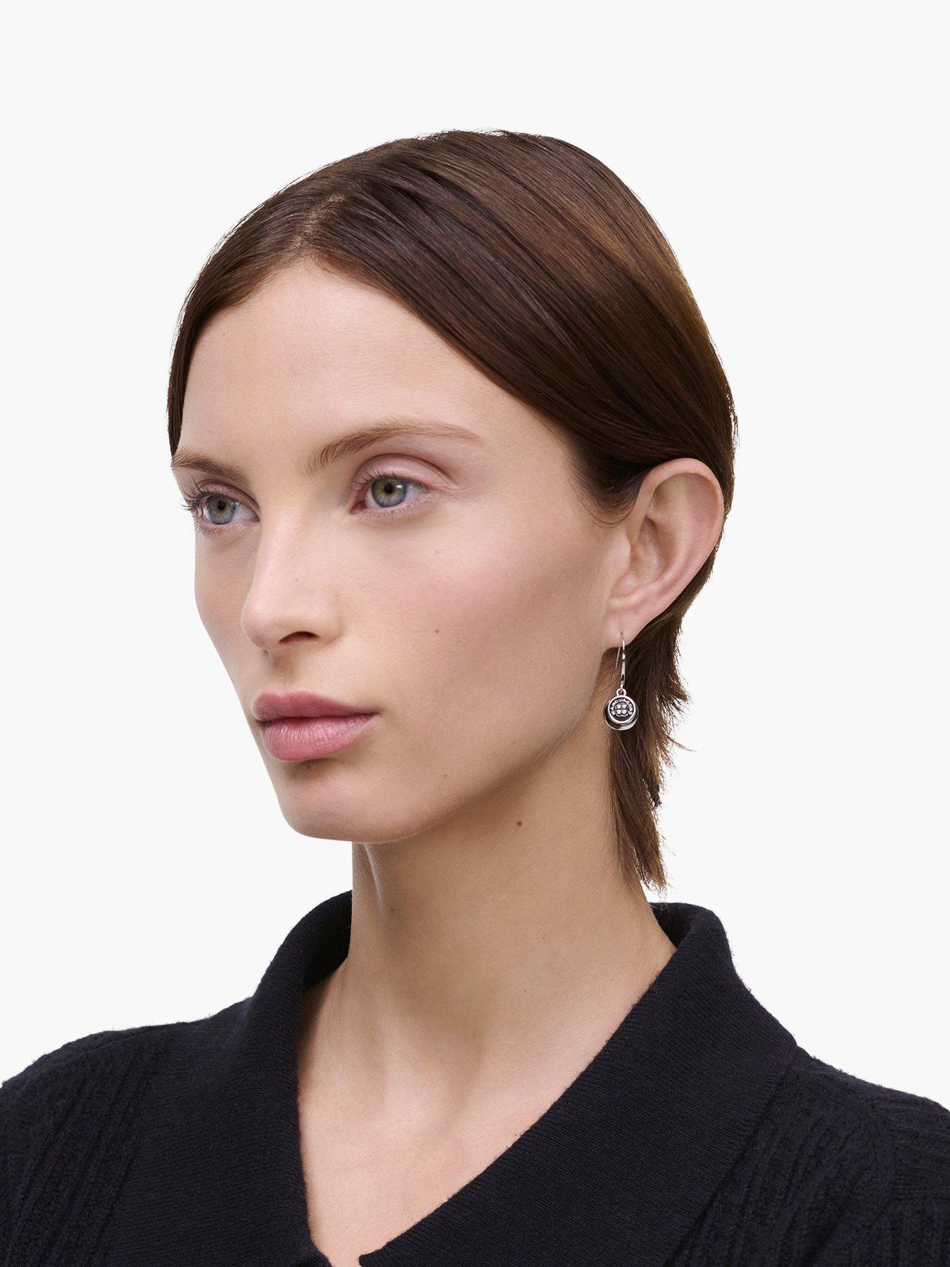 Image 2 of 4 of MARC JACOBS Button Drop Earrings - Silver