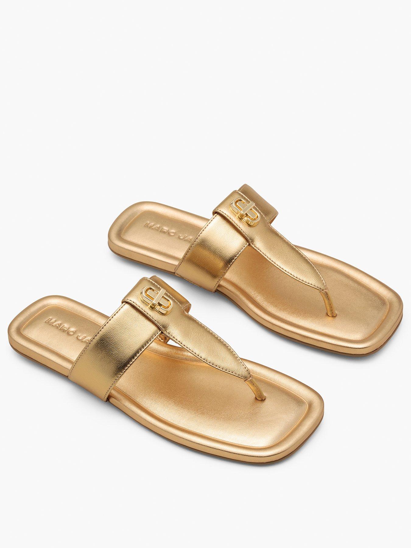 Image 2 of 4 of MARC JACOBS The Dual T Sandals - Gold