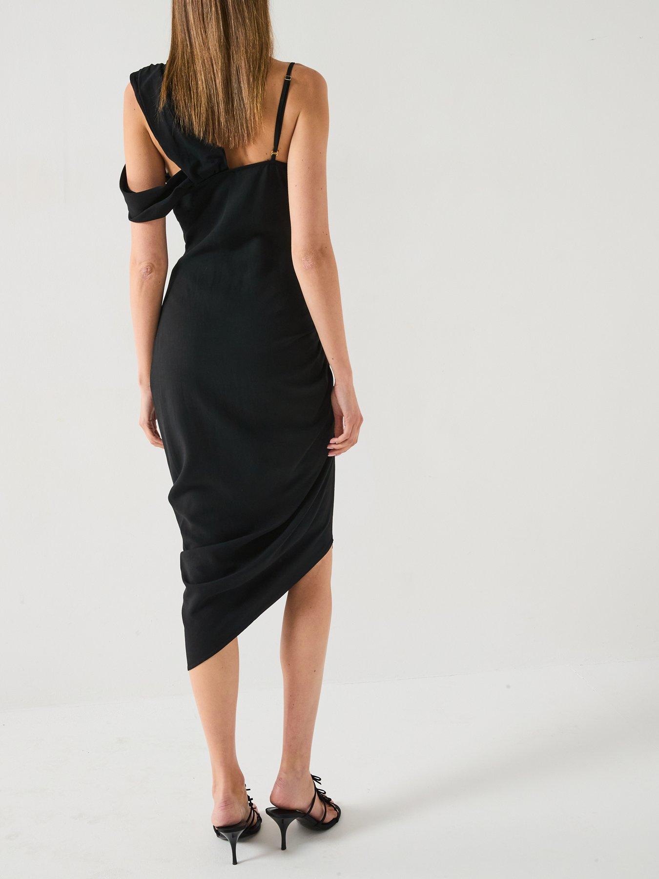 Image 2 of 6 of Versace Jeans Couture Drape Placket Dress - Black
