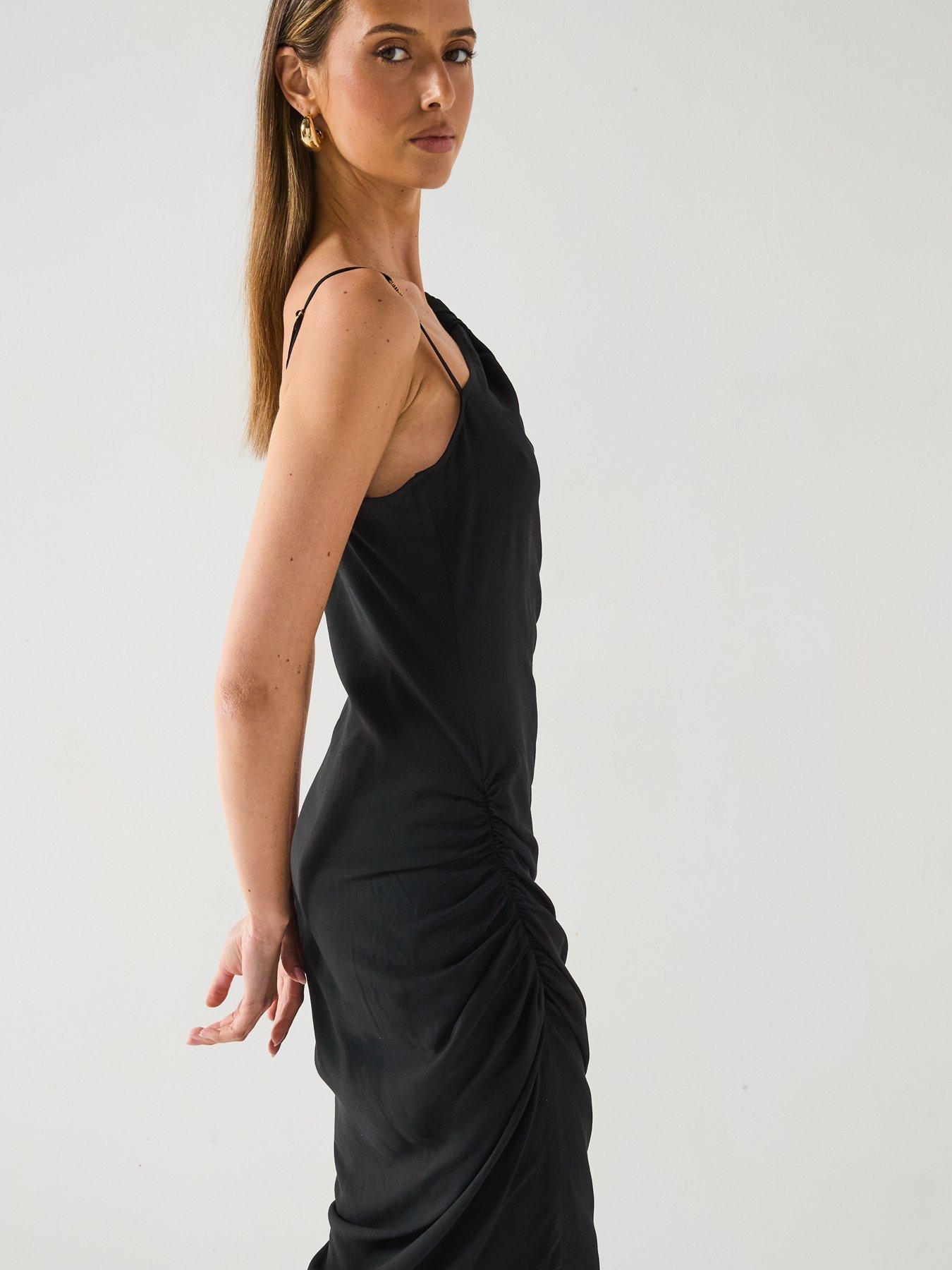 Image 5 of 6 of Versace Jeans Couture Drape Placket Dress - Black