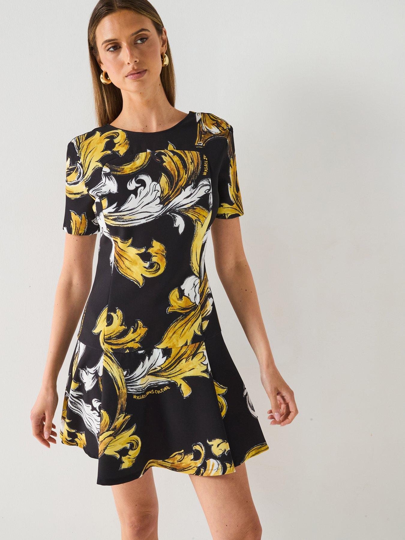 undefined Macro Baroque Print Skater Dress - Black