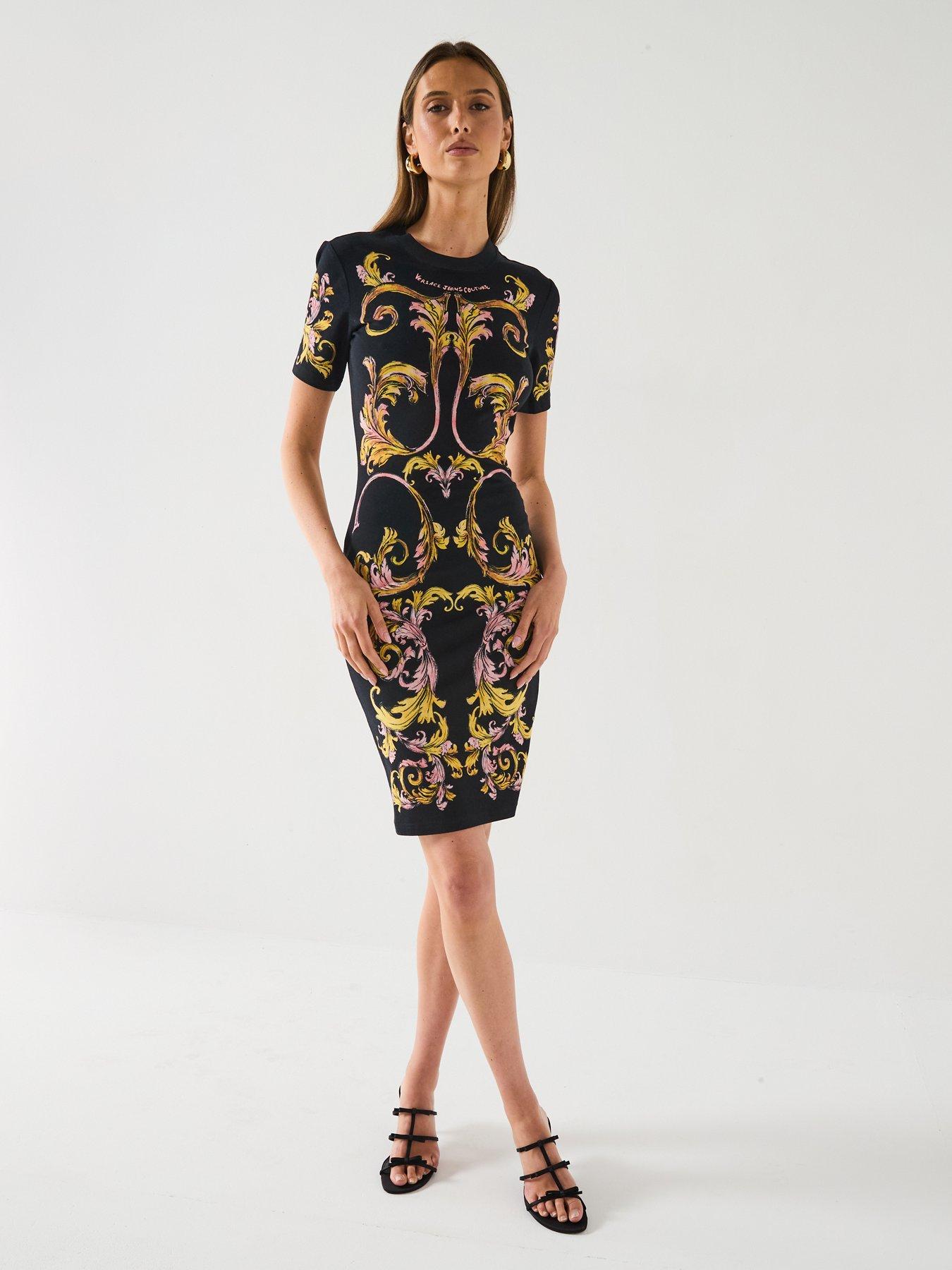 Versace Jeans Couture Marco Baroque T-Shirt Dress Black Very