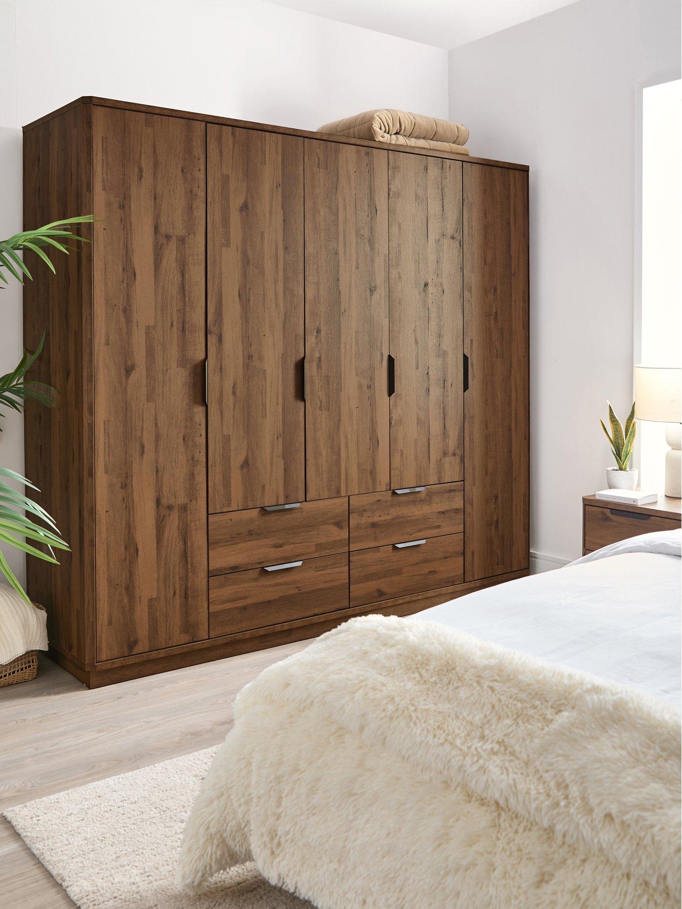 undefined Harlem 5 Door, 4 Drawer Wardrobe - Mid Oak Effect - FSC® Certified