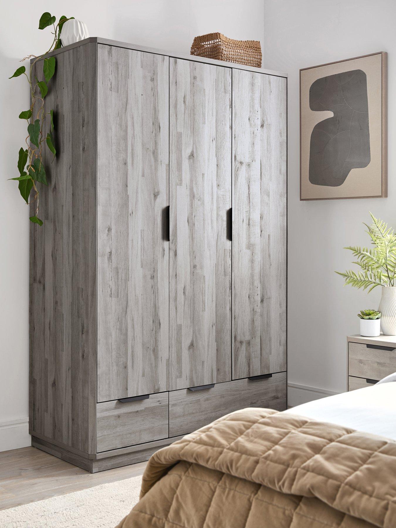 undefined Harlem 3 Door, 2 Drawer Wardrobe - Grey Oak Effect - FSC® Certified