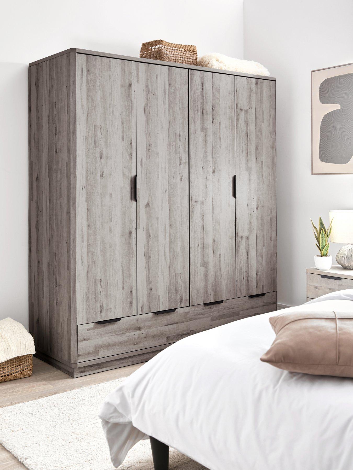 undefined Harlem 4 Door, 2 Drawer Wardrobe - Grey Oak Effect - FSC® Certified