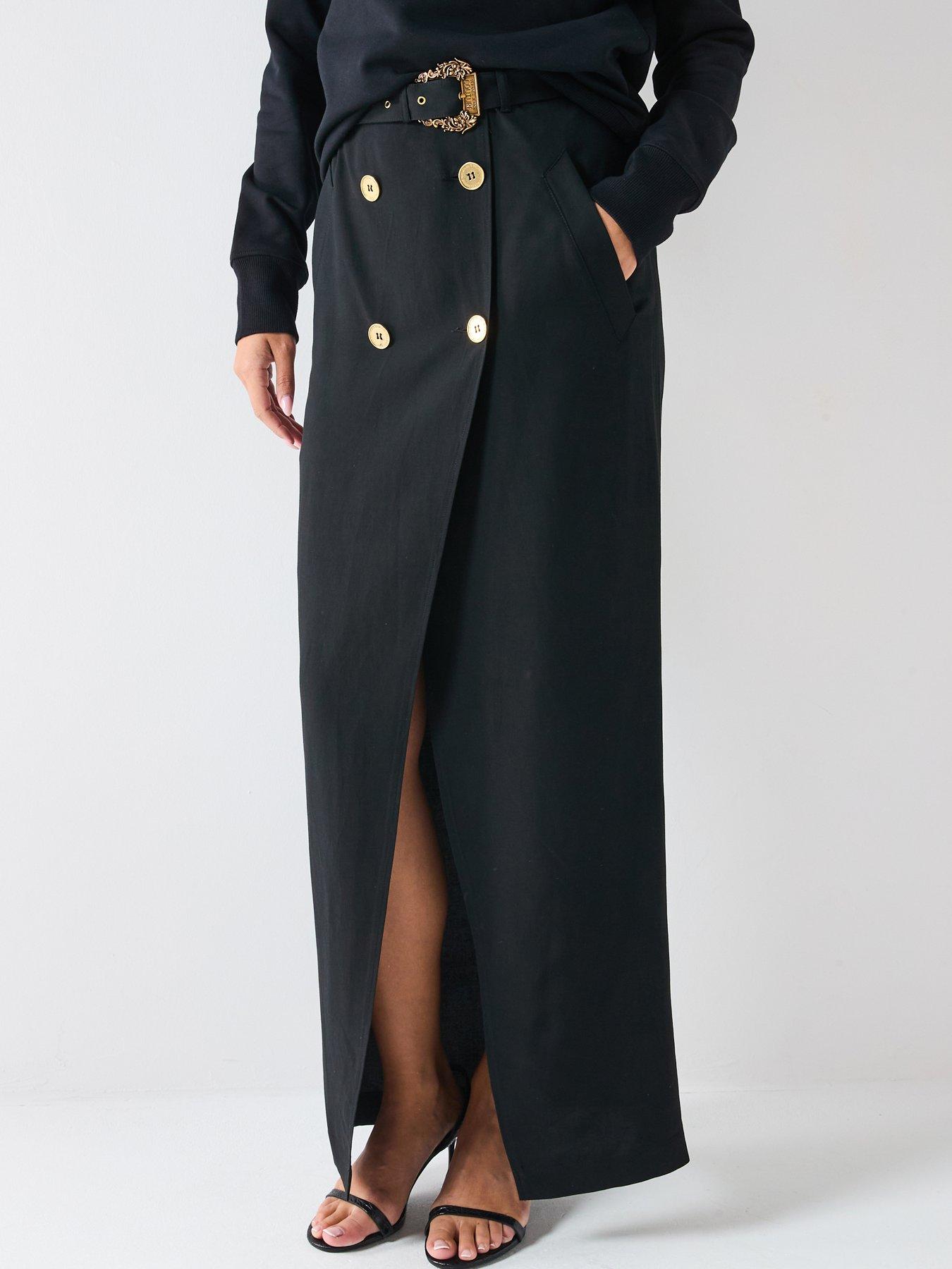undefined Buckle Trench Pencil Skirt - Black
