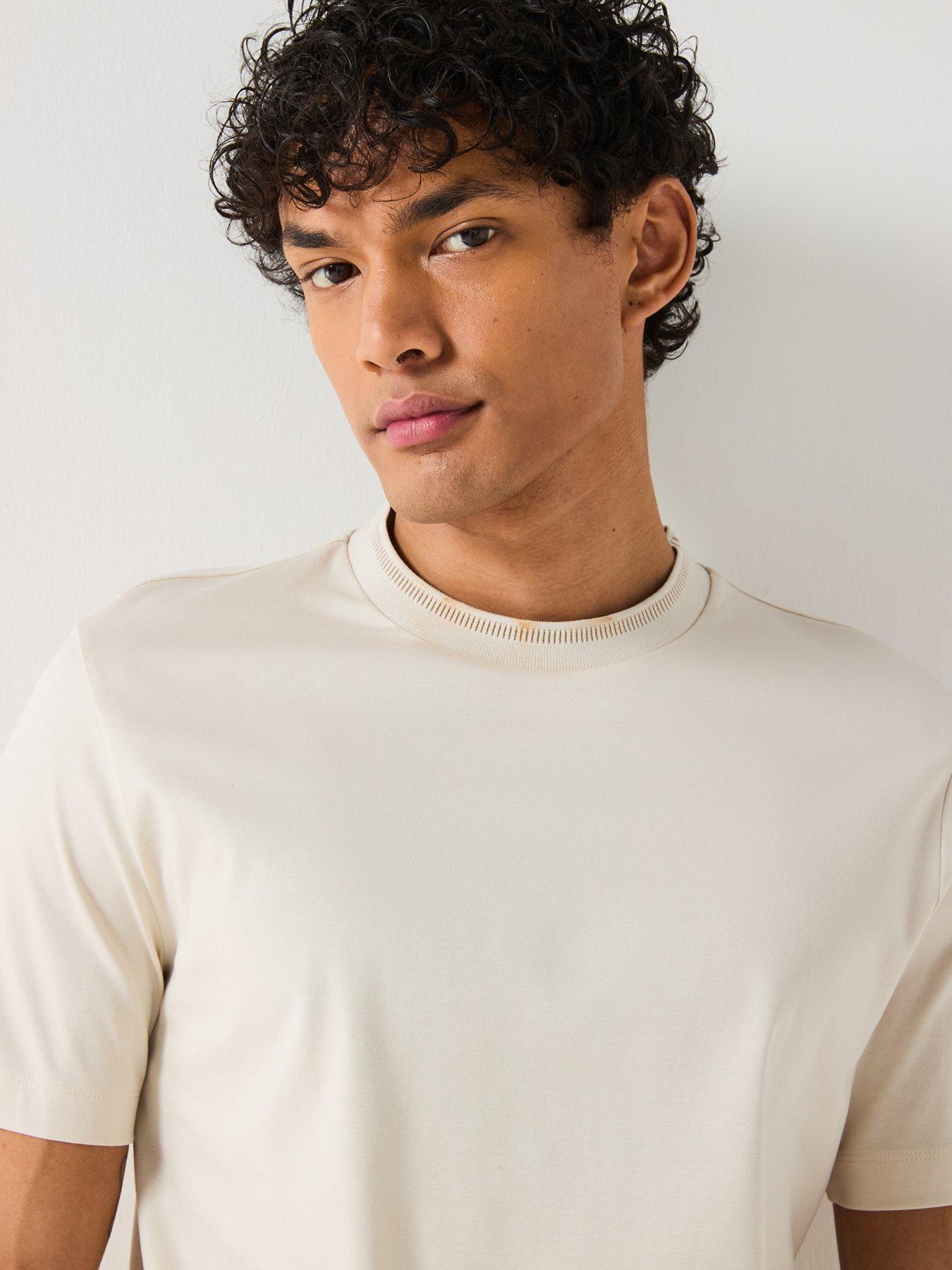BOSS H-Tessler 199 Mercerised Cotton Slim Fit T-Shirt- White | Very