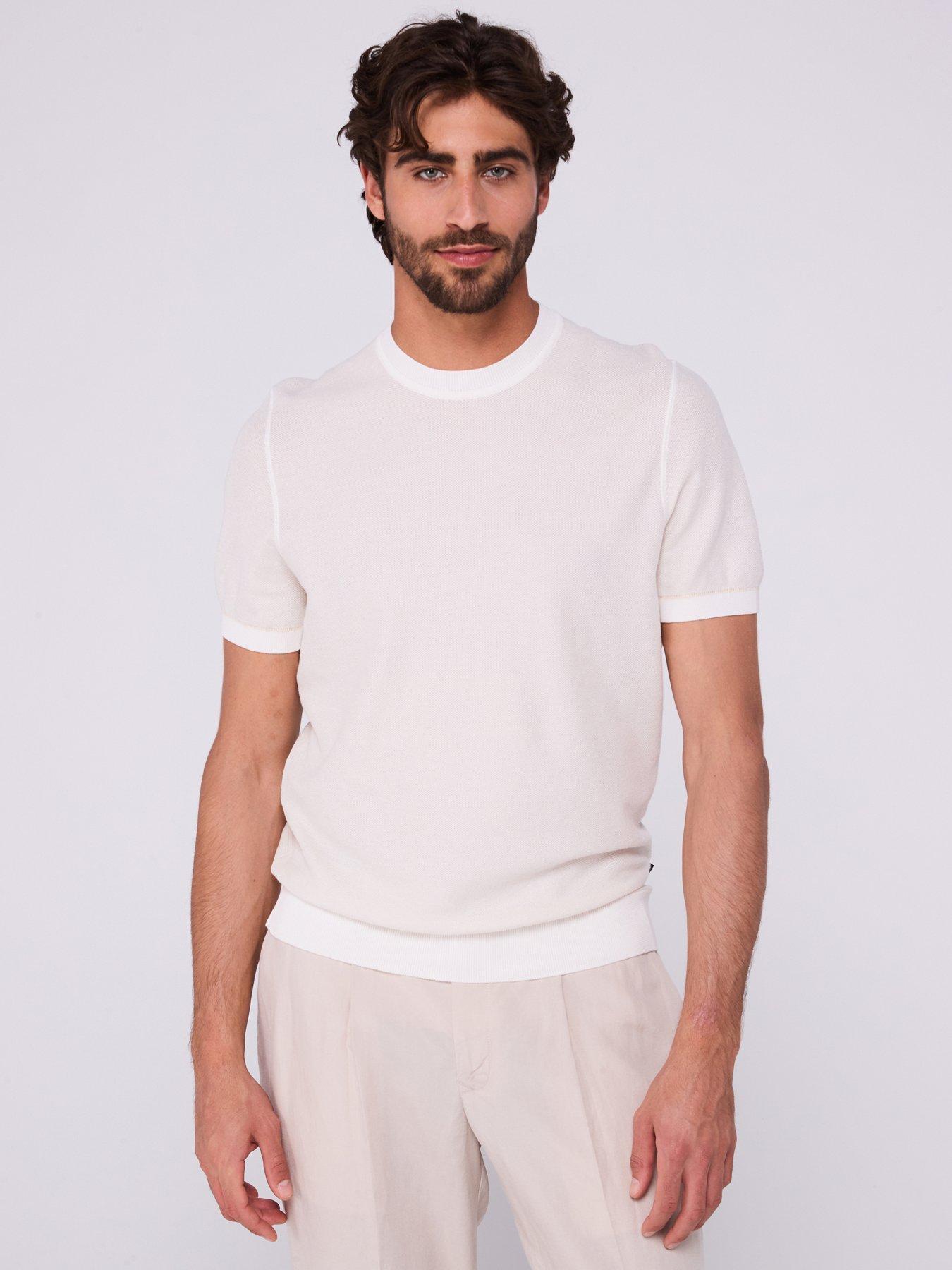 undefined Boss H-jianfranco Regular Fit Pique Short Sleeve Knitted Jumper-cream