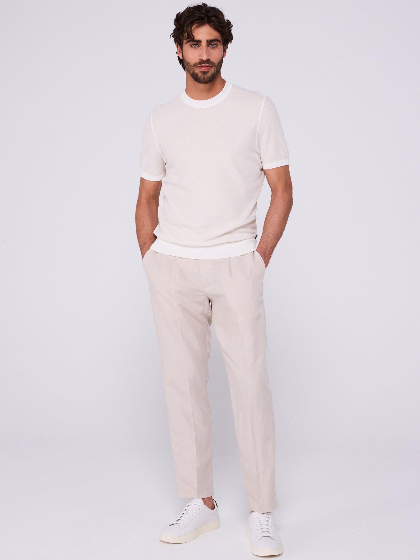 Image 3 of 6 of BOSS H-Jianfranco Regular Fit Pique Short Sleeve Knitted Jumper - White