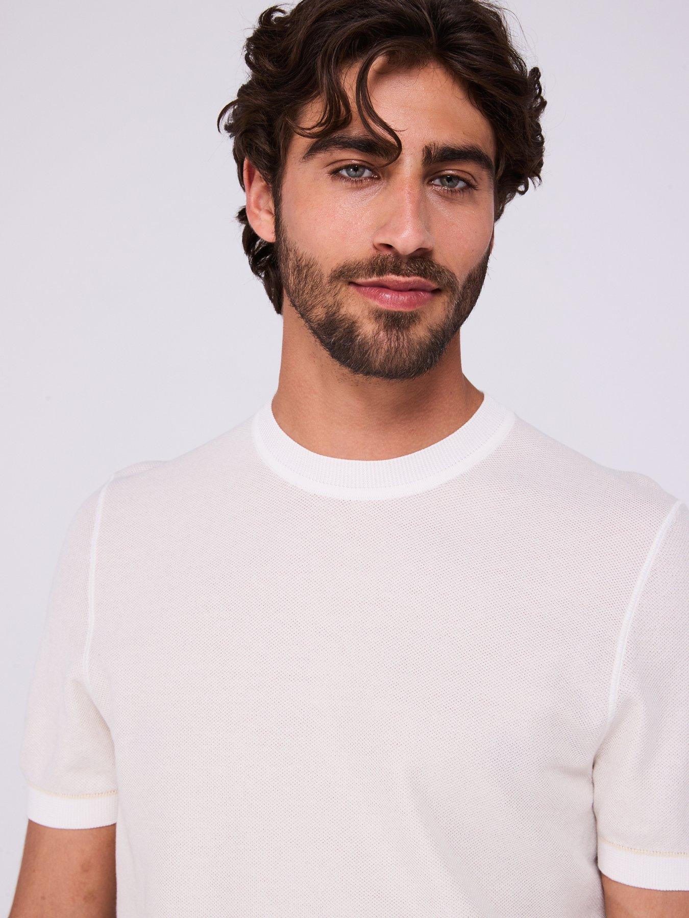 Image 4 of 6 of BOSS H-Jianfranco Regular Fit Pique Short Sleeve Knitted Jumper - White