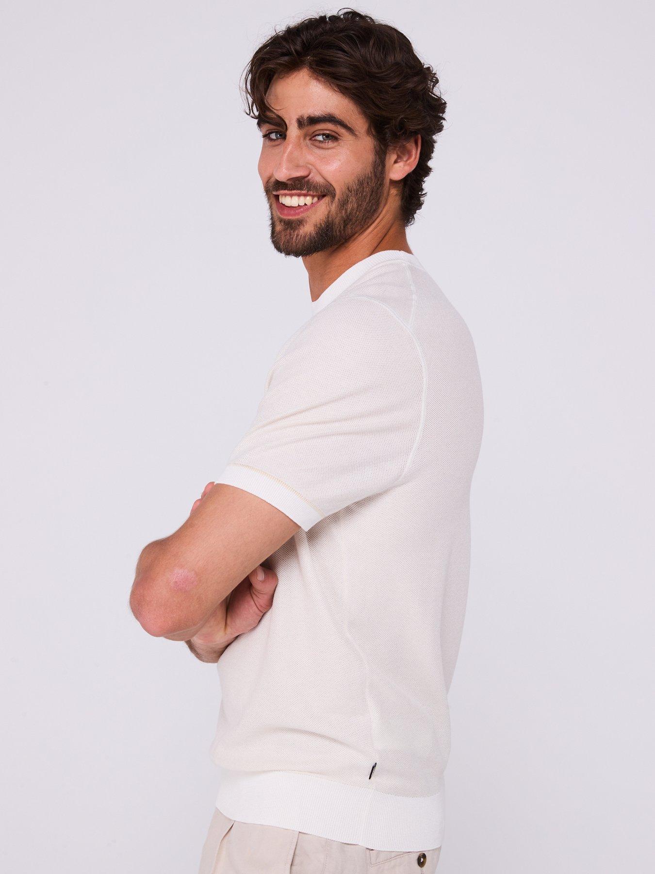Image 5 of 6 of BOSS H-Jianfranco Regular Fit Pique Short Sleeve Knitted Jumper - White