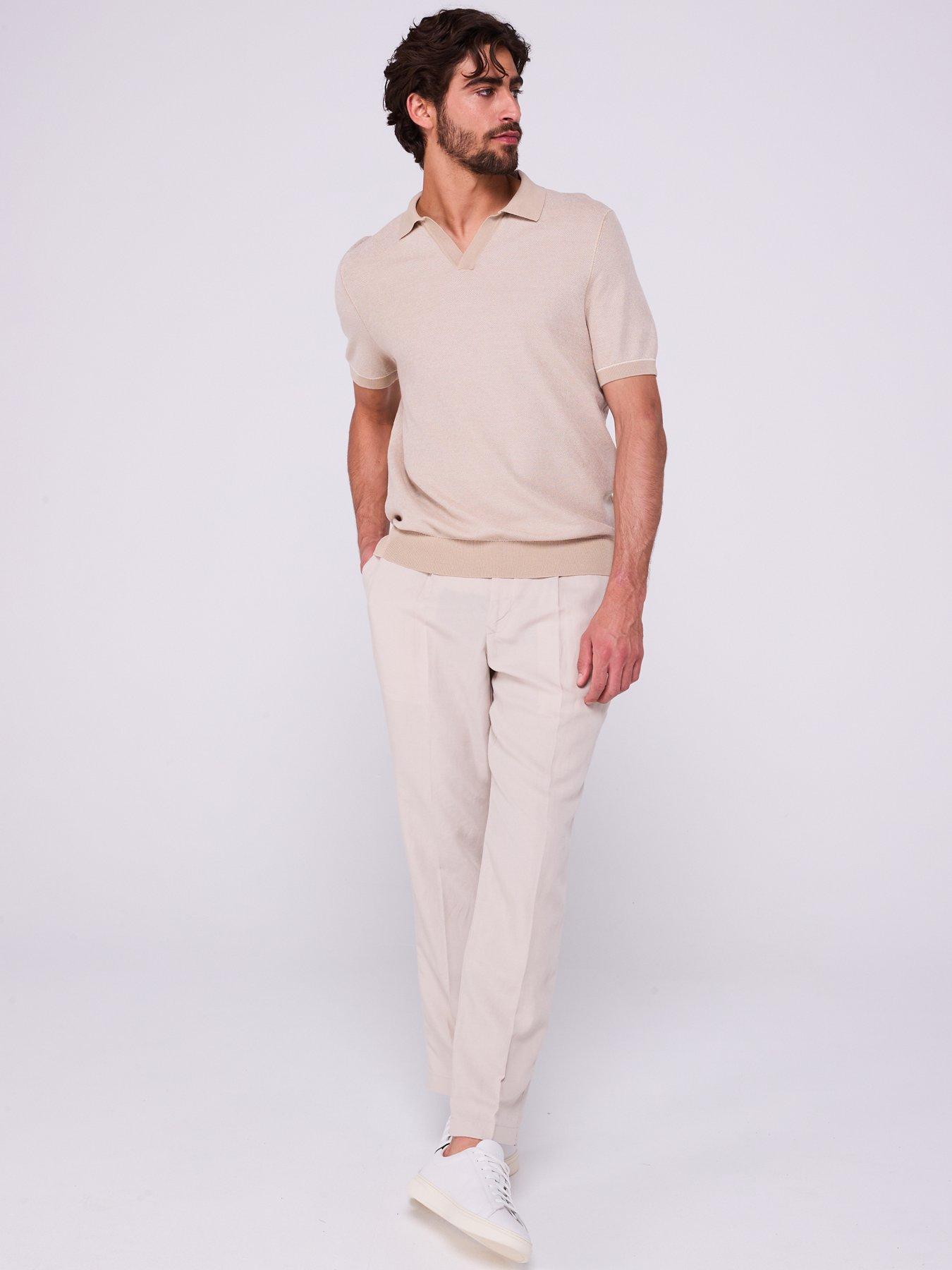 Image 3 of 5 of BOSS H-Jianluca Regular Fit Pique Buttonless Polo - Beige