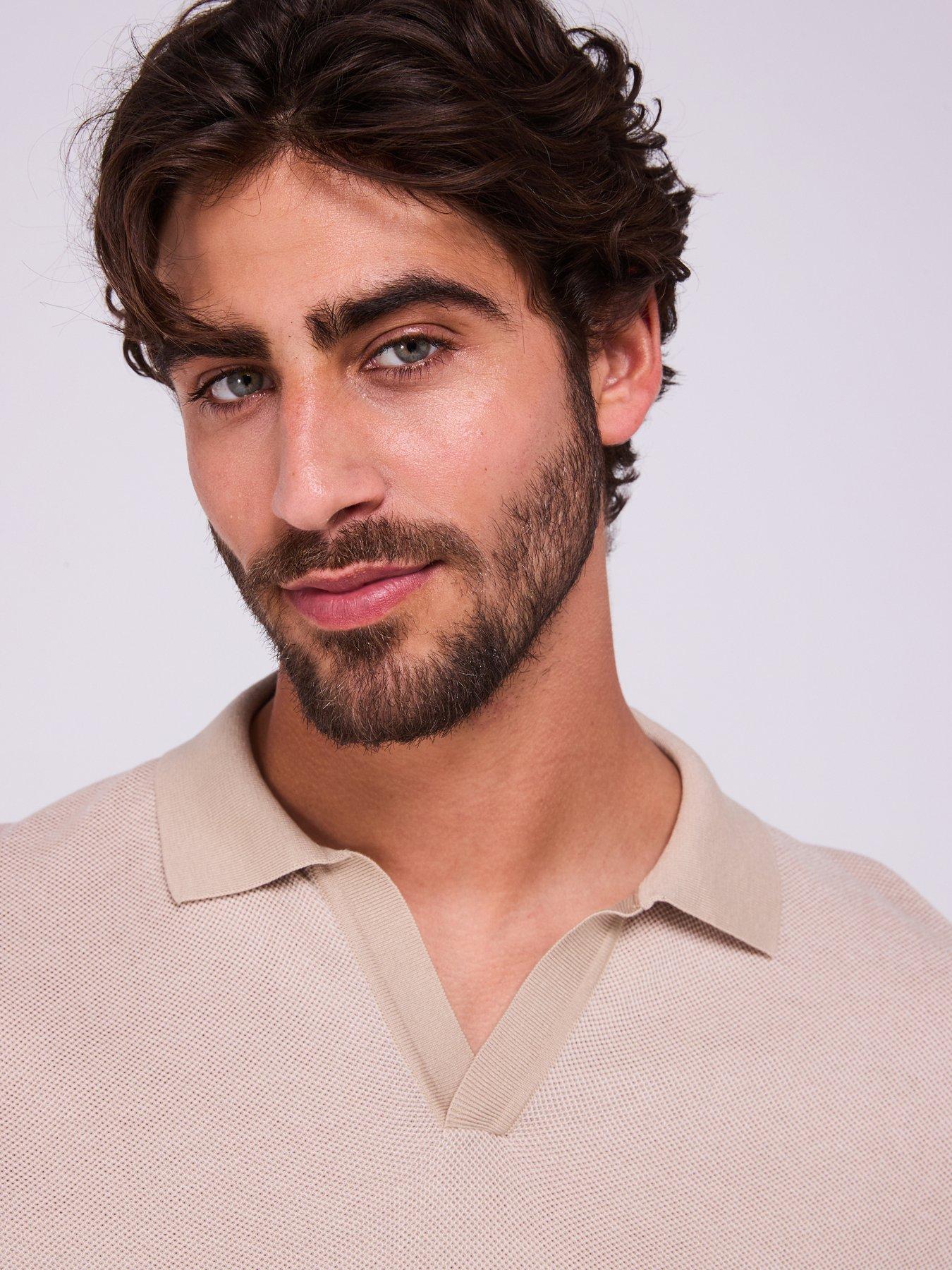 Image 4 of 5 of BOSS H-Jianluca Regular Fit Pique Buttonless Polo - Beige