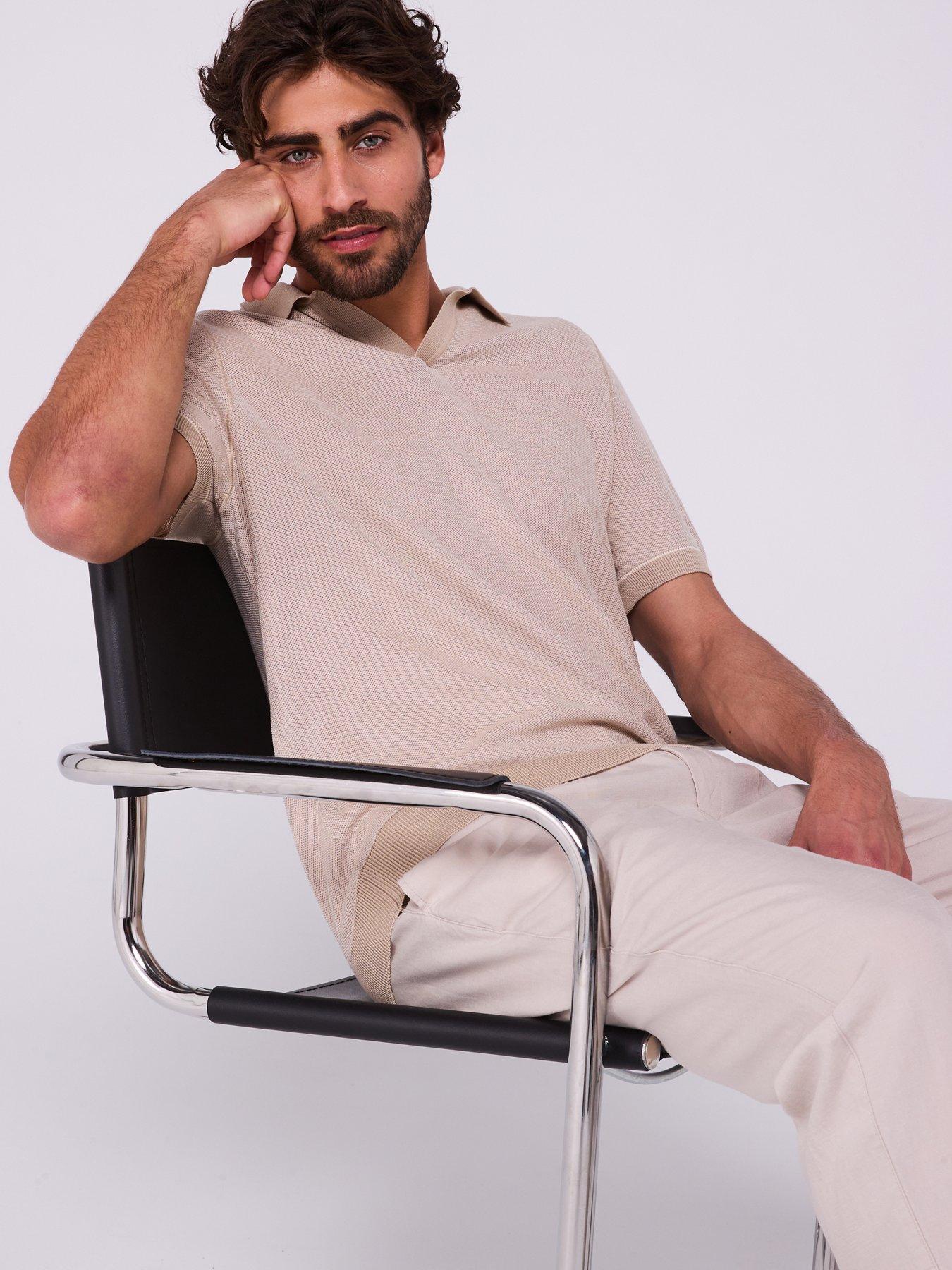 Image 5 of 5 of BOSS H-Jianluca Regular Fit Pique Buttonless Polo - Beige