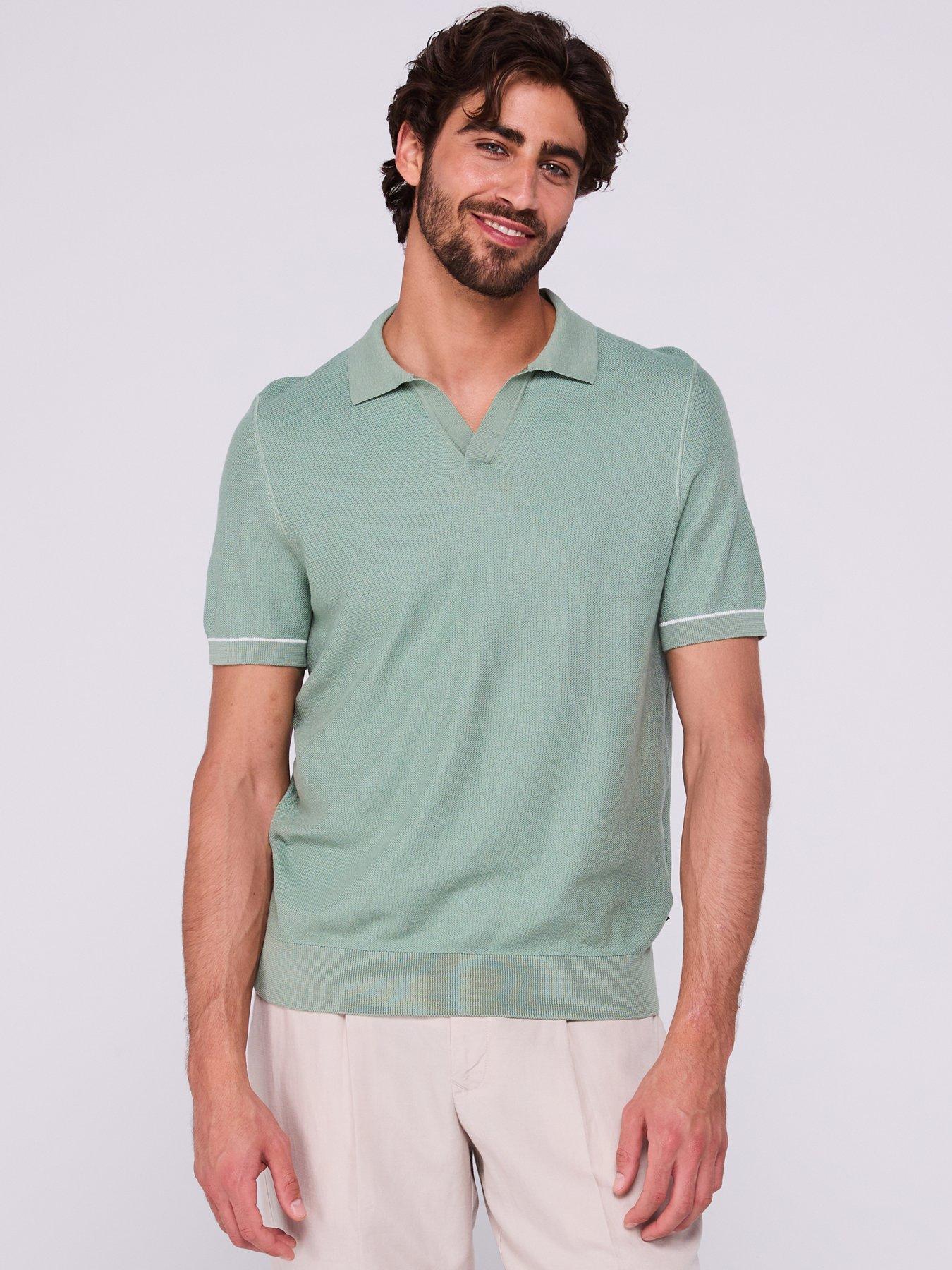 undefined Boss H-jianluca Regular Fit Pique Skipper Collar Knitted Jumper-green