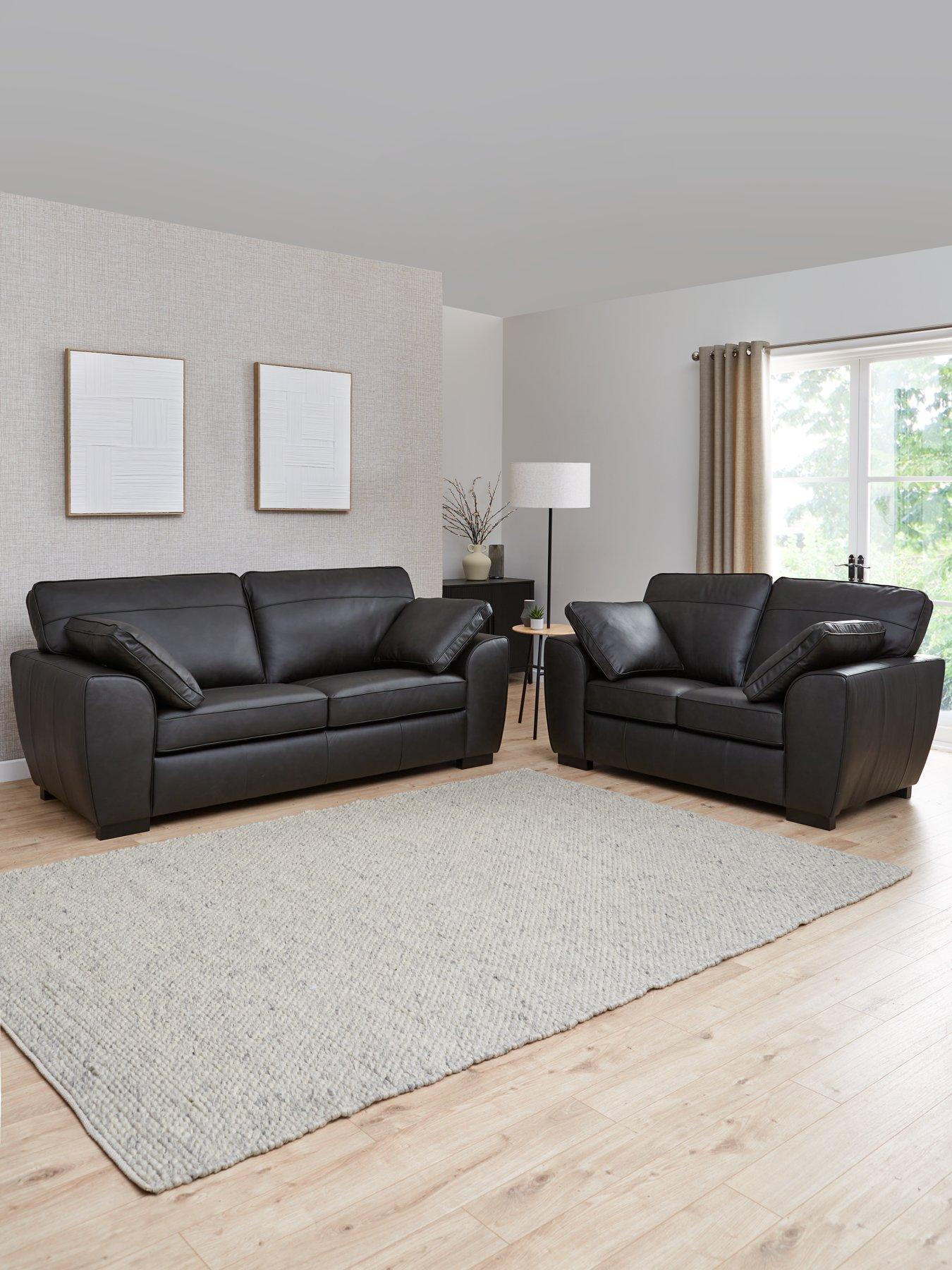 Product photograph of Very Home Sona 3 2 Seater Leather Sofa Set Buy Amp Save from very.co.uk