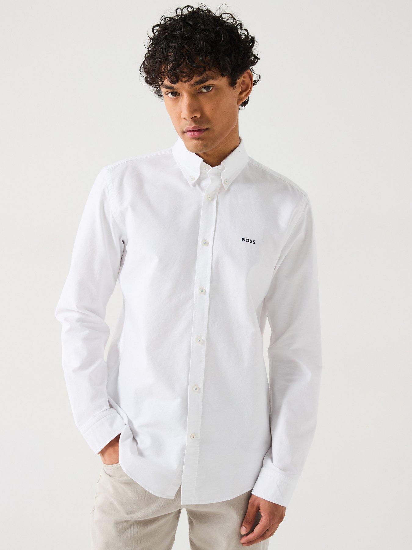 undefined Roan Slim Fit Button Down Logo Oxford Shirt- White