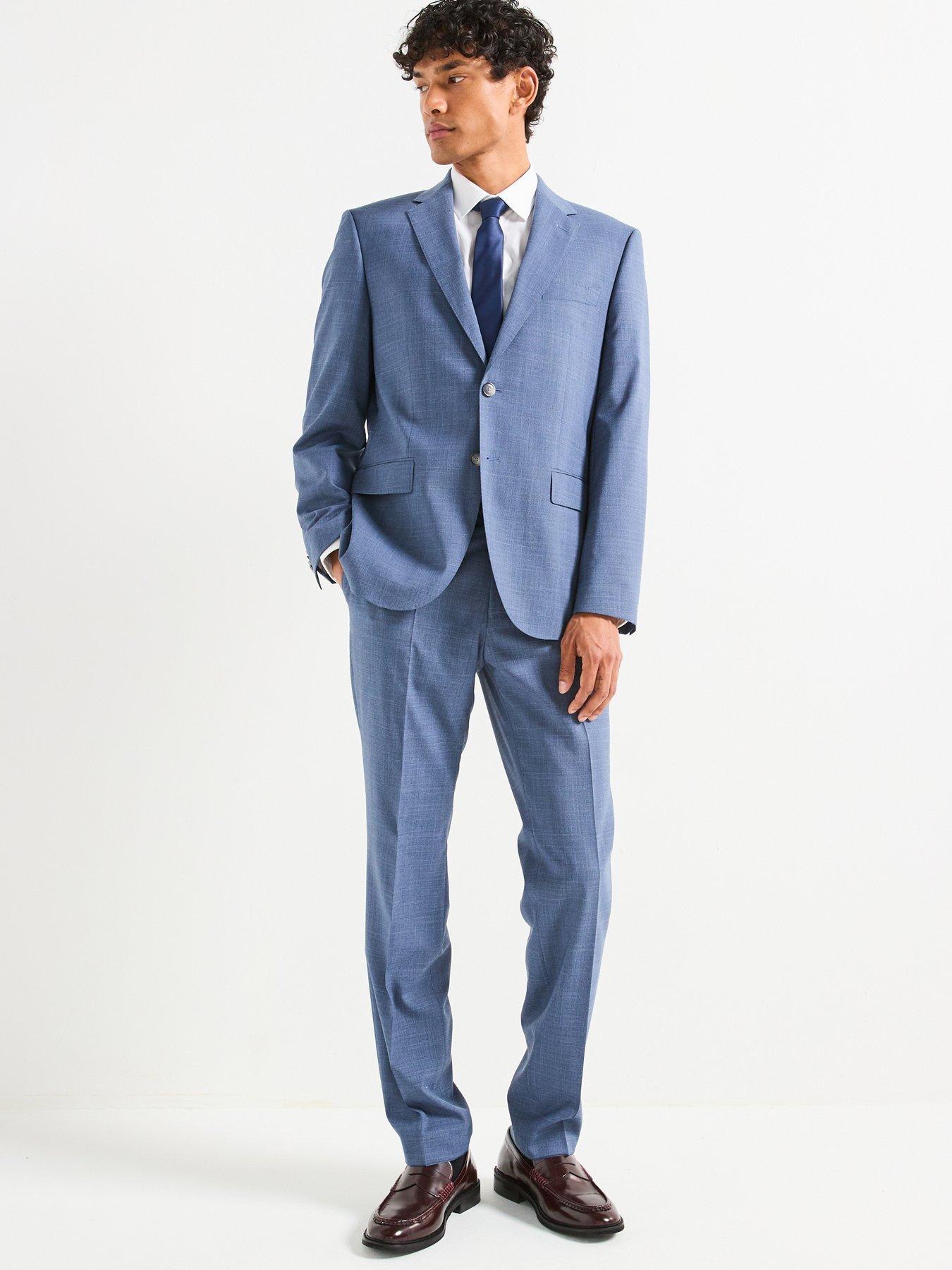 undefined H-Jeckson Regular Fit Wool Stretch Suit - Blue