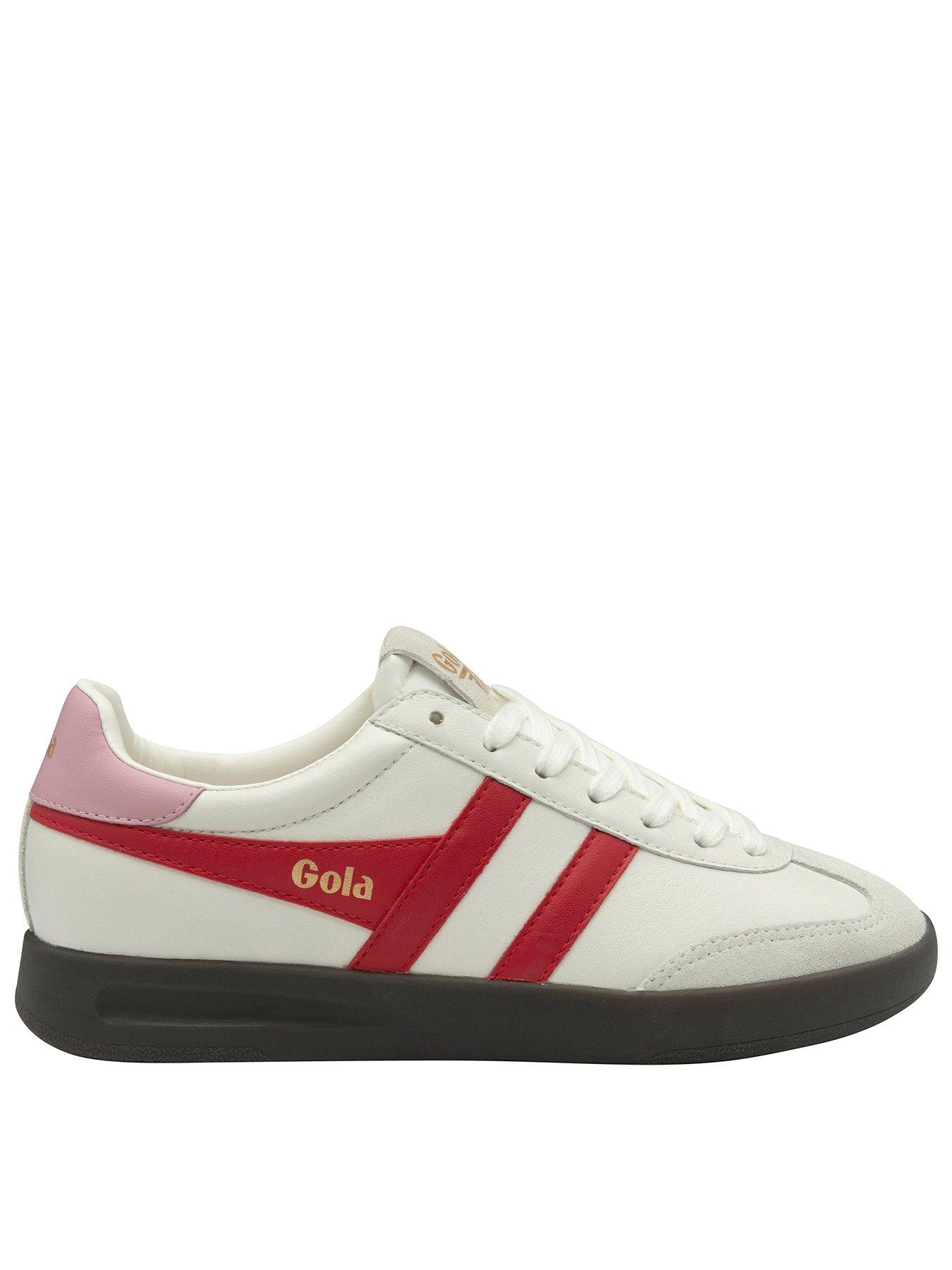 undefined Women's Cyclone Leather Trainers - White/Red