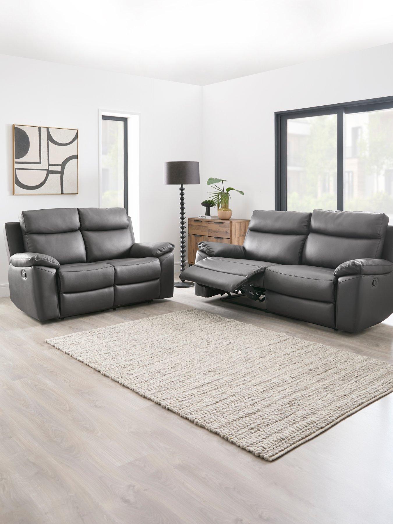The Very Collection Edison 3 + 2 Seater Faux Leather Recliner Sofa Set (Buy  &  SAVE!)