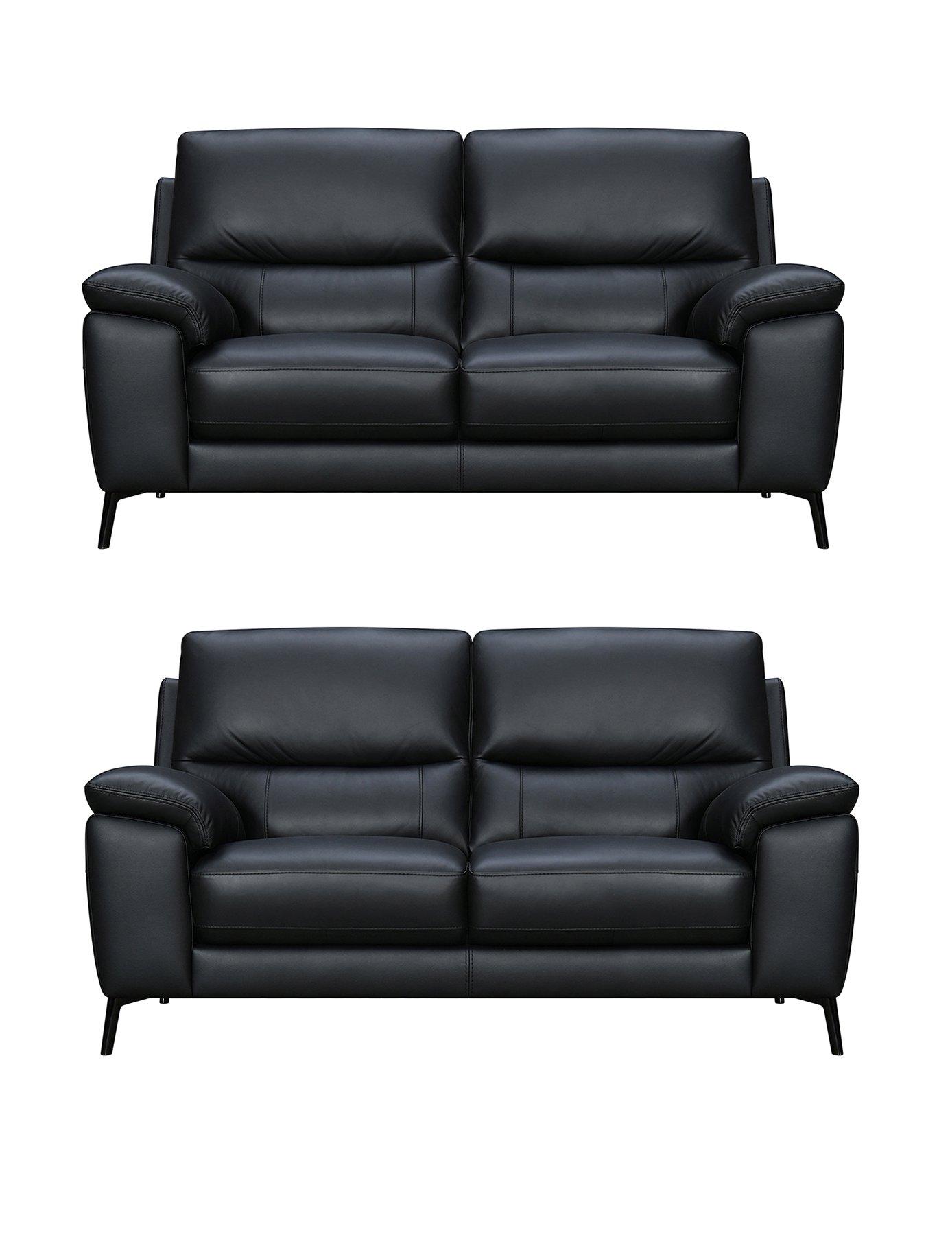 Image 2 of 7 of The Very Collection Lesta 3 + 2 Seater Leather Sofa Set (Buy &amp; SAVE!)