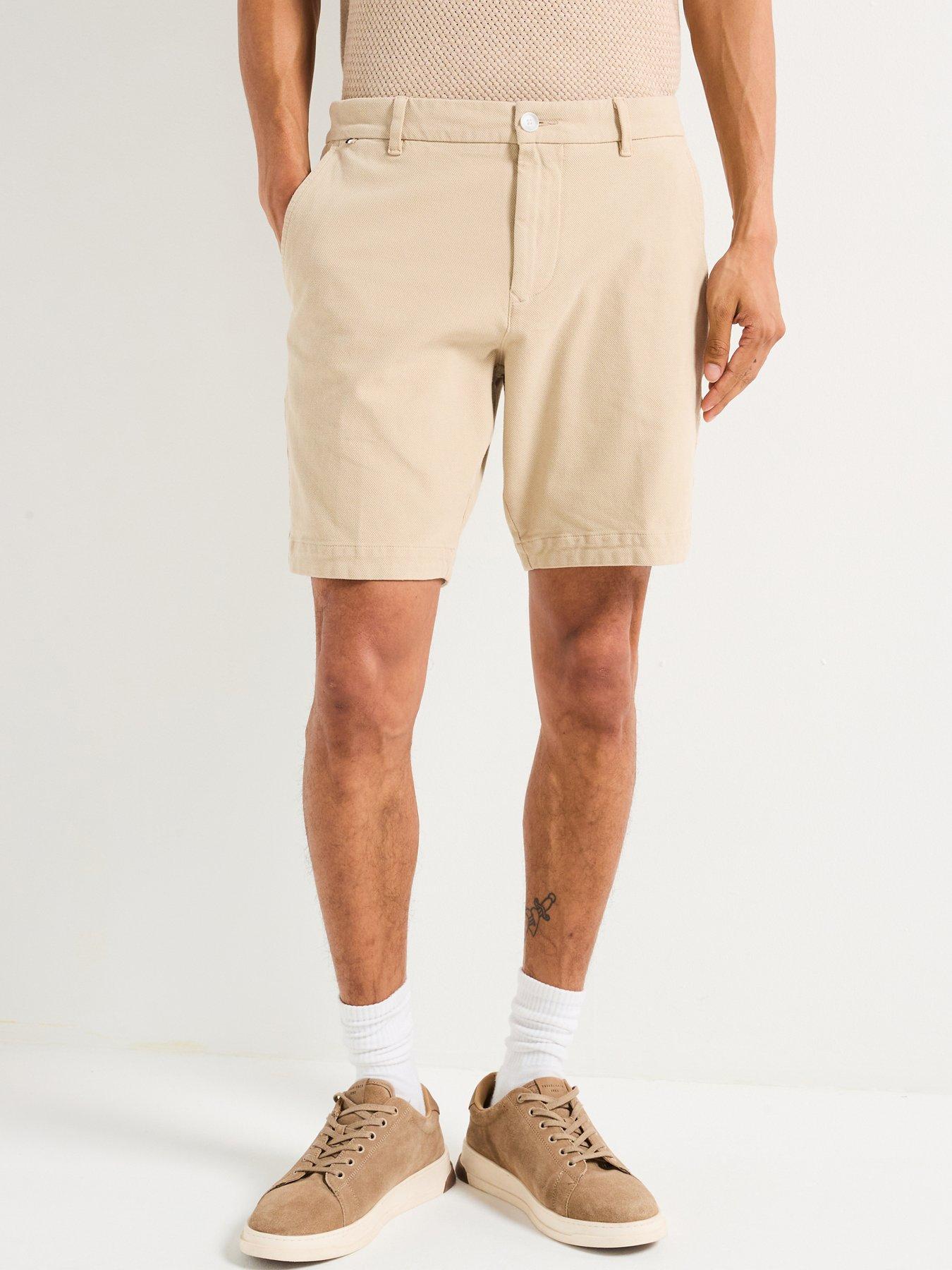 undefined H-Kane Slim Fit Pique Textured Shorts - Light Beige