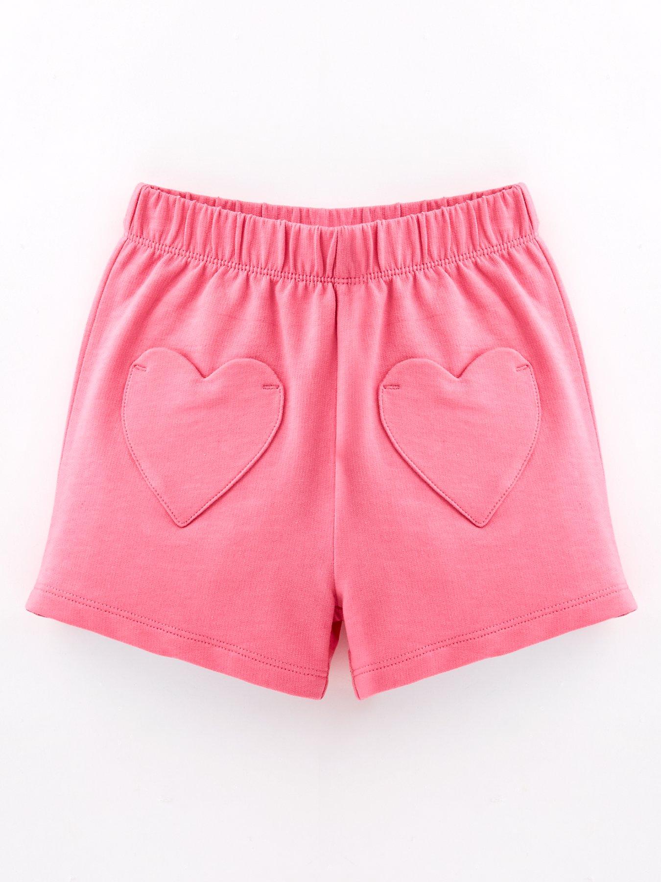 undefined Girls Stripe Heart Pocket Short - Pink