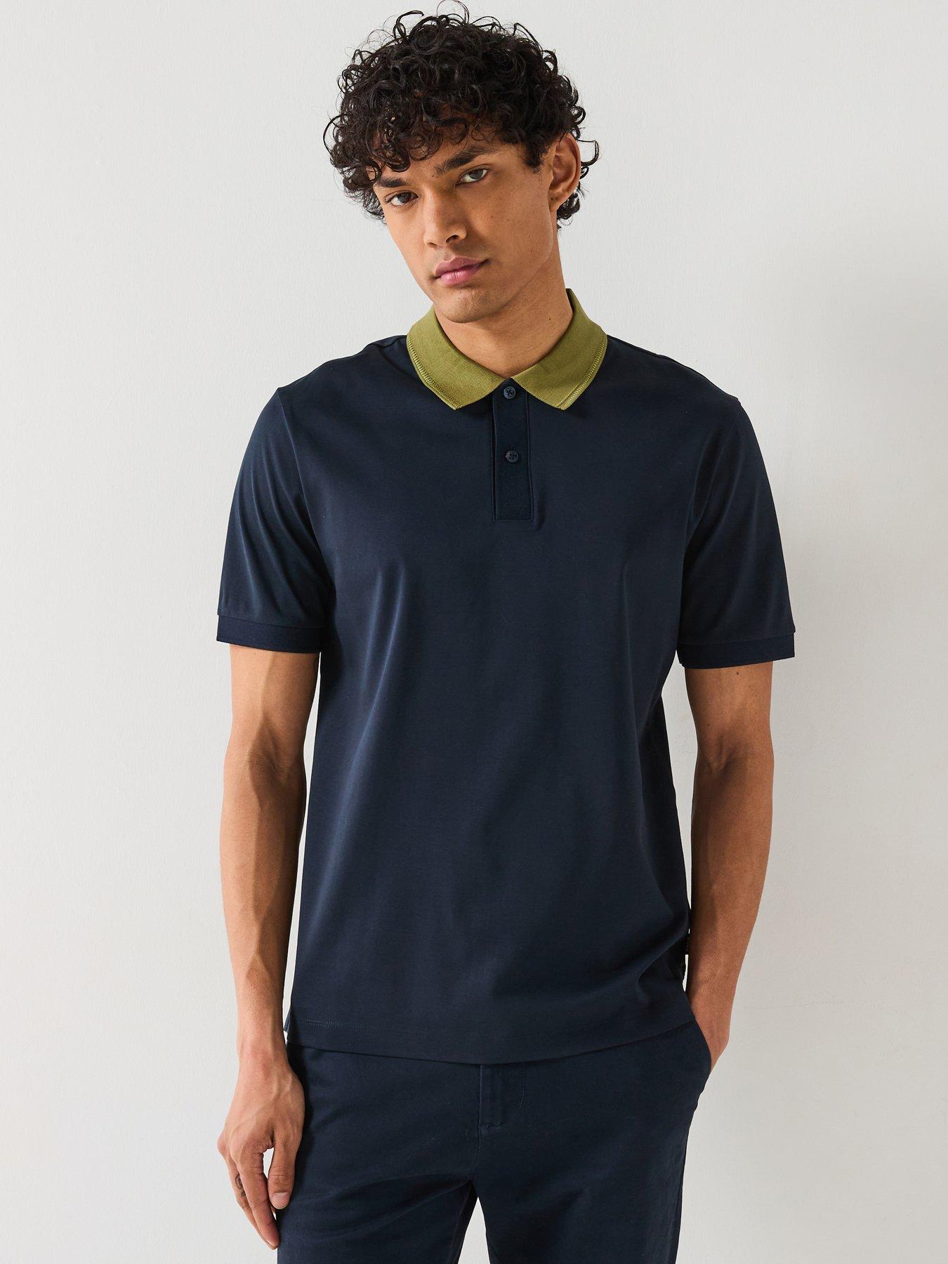undefined H-Phillipson 199 Contrast Collar Slim Fit Polo Shirt- Navy