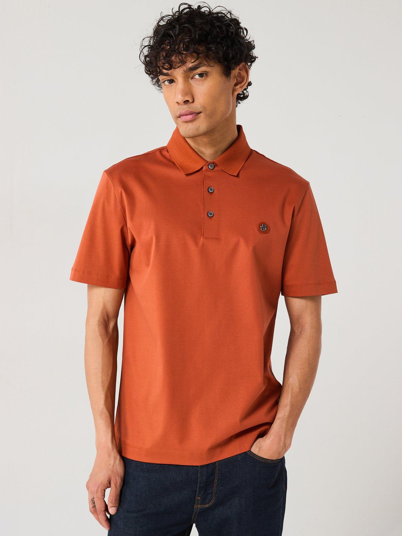 undefined C-Parris 01 Regular Fit Nikel BB Logo Cotton Polo Shirt - Orange