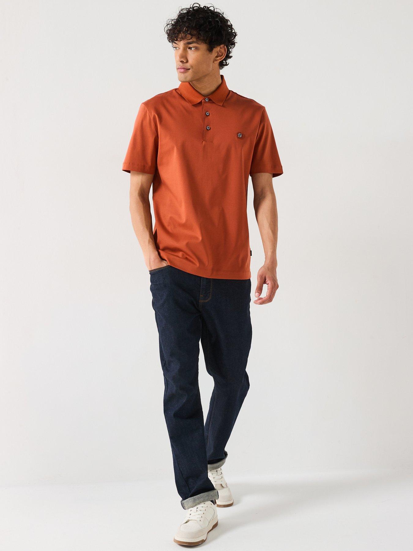 Image 3 of 6 of BOSS C-Parris 01 Regular Fit Nikel BB Logo Cotton Polo Shirt - Orange