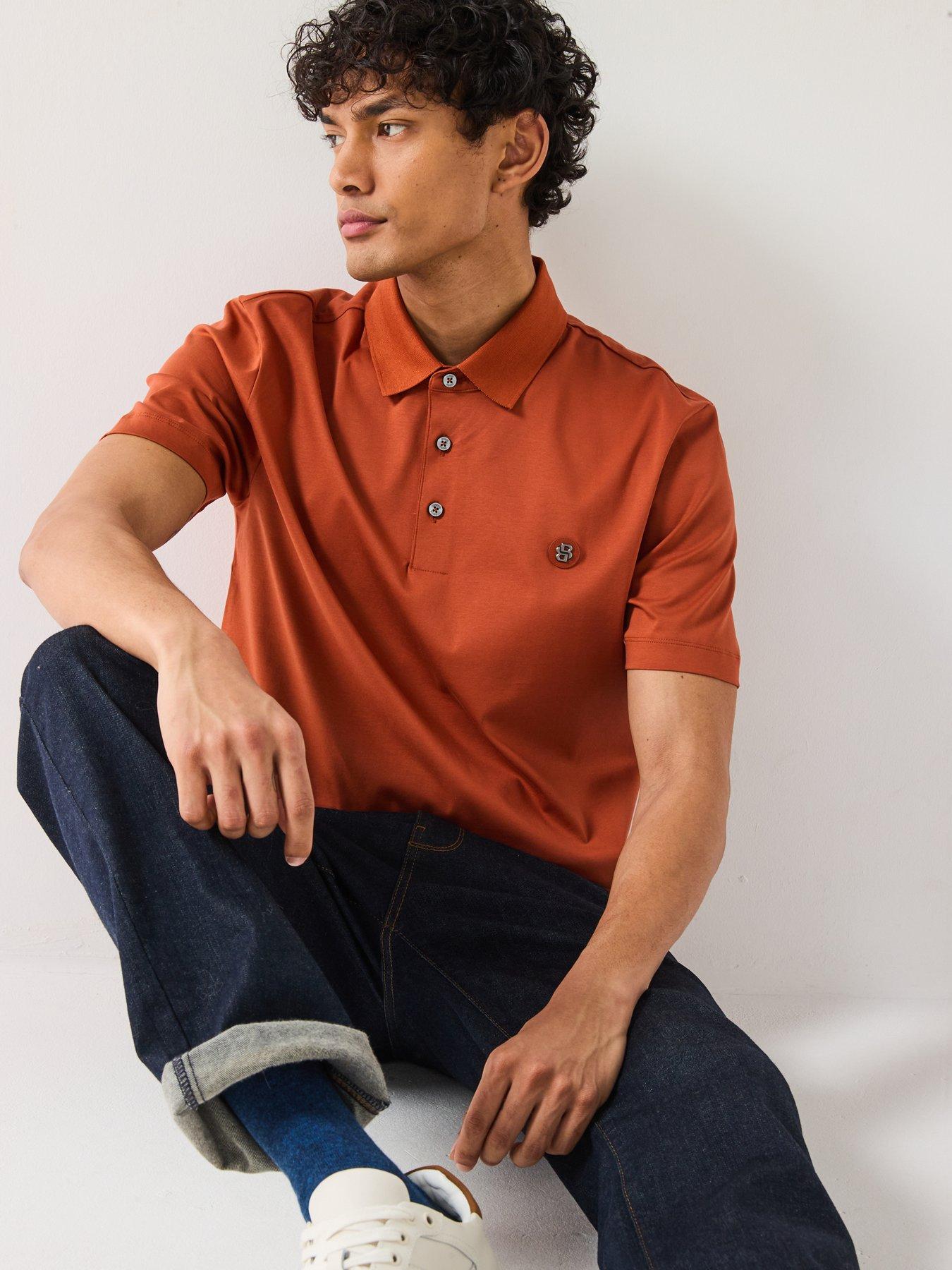 Image 5 of 6 of BOSS C-Parris 01 Regular Fit Nikel BB Logo Cotton Polo Shirt - Orange
