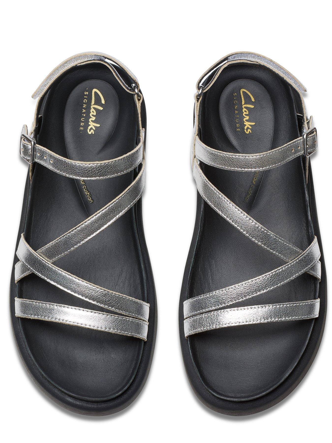 Leather Sandals Clarks Flat Sandals CLARKS RAFFI STAR WHITE