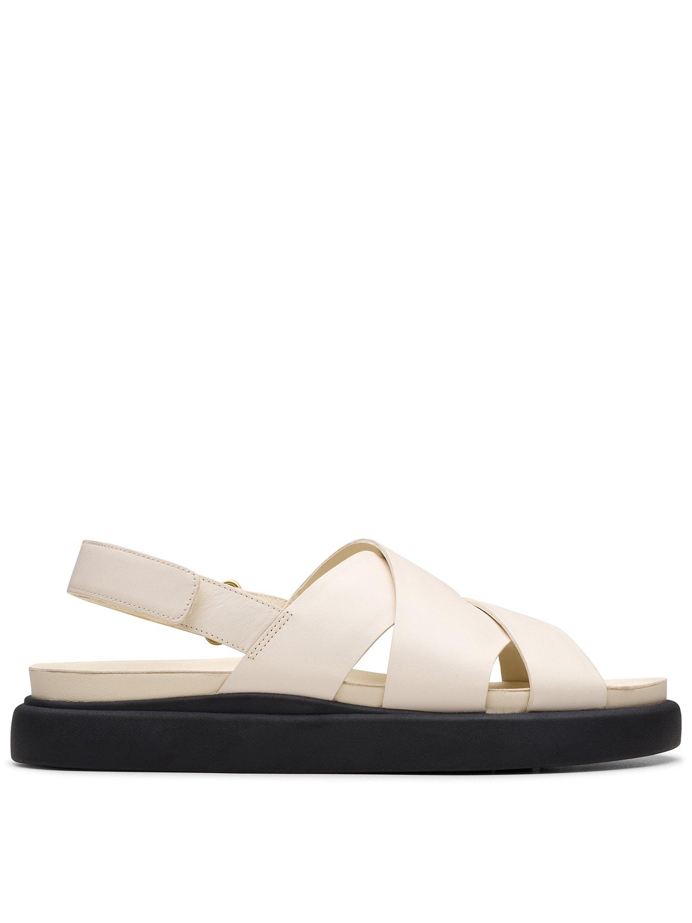 undefined Aristella Sun Crossover Leather Flat Sandal - White
