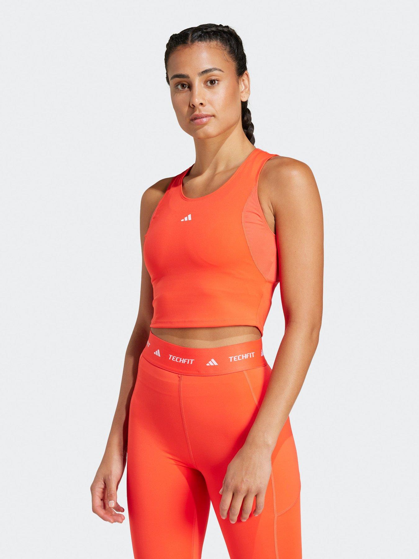adidas Women's Techfit Cropped Training Tank Top Orange Very