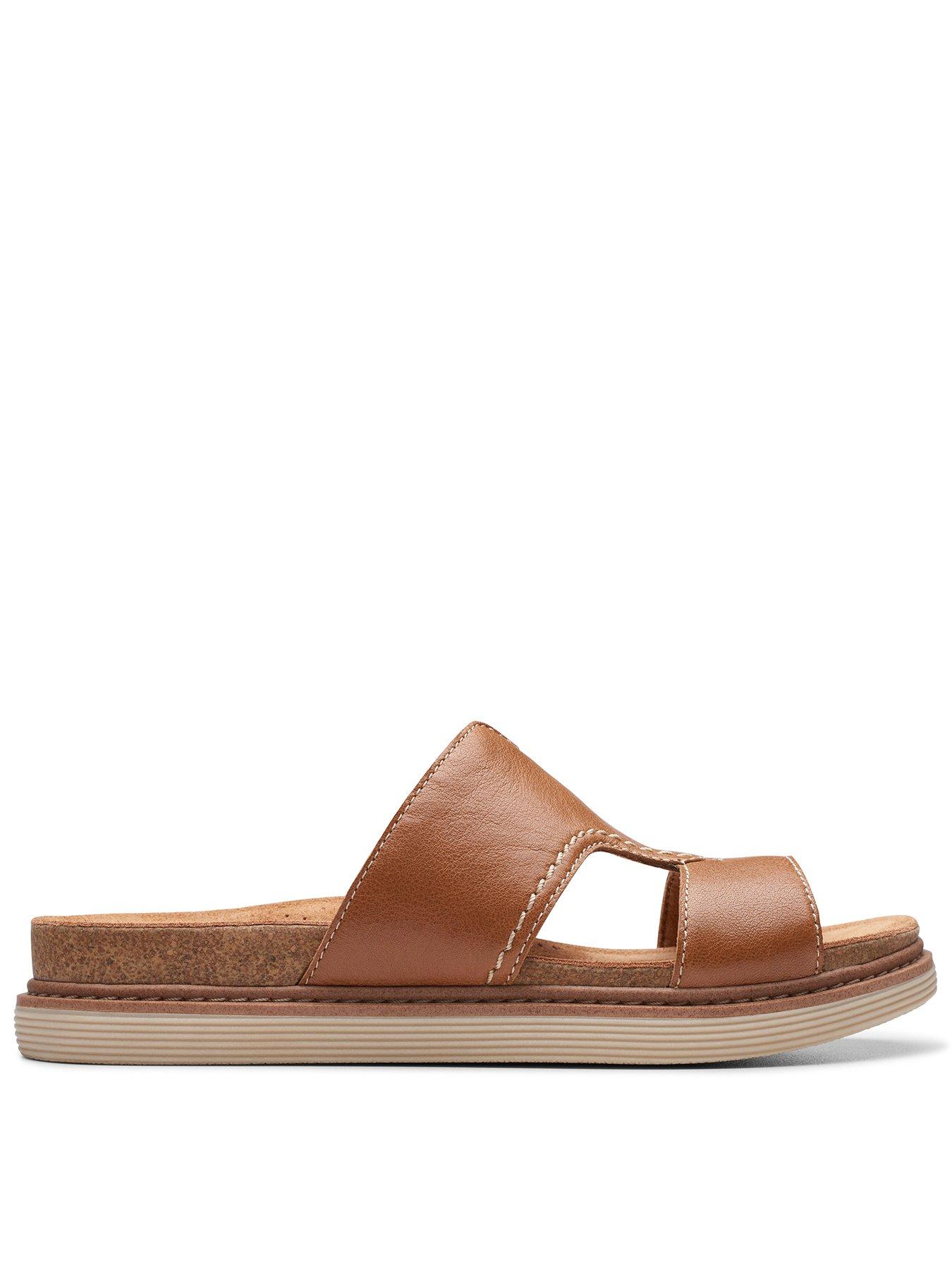Image of Clarks Arwell Walk Casual Leather Sandal - Tan